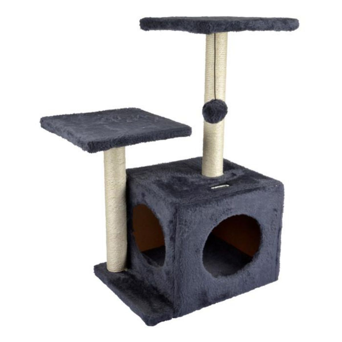 Paris Prix Arbre à Chat avec Niche  2 Plateformes  60cm Anthracite