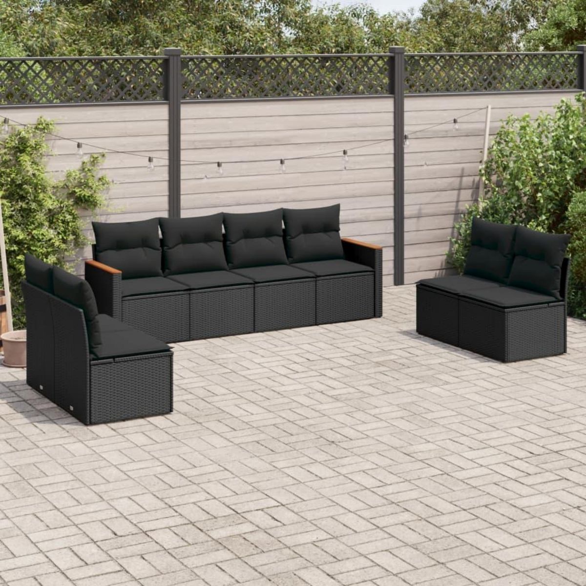 VIDAXL Salon de jardin 8 pcs avec coussins noir resine tressee