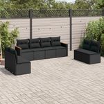 VIDAXL Salon de jardin 8 pcs avec coussins noir resine tressee