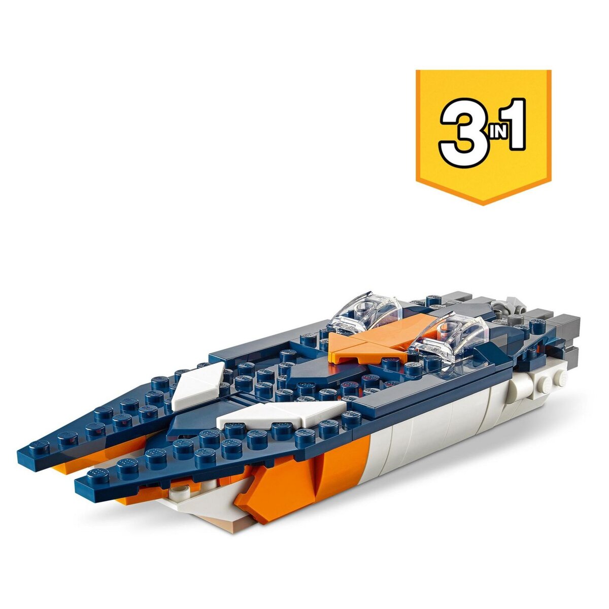 LEGO Creator 31126 - L&rsquo;Avion Supersonique, Jouet 3 en 1 Hélicoptère Bateau Avion