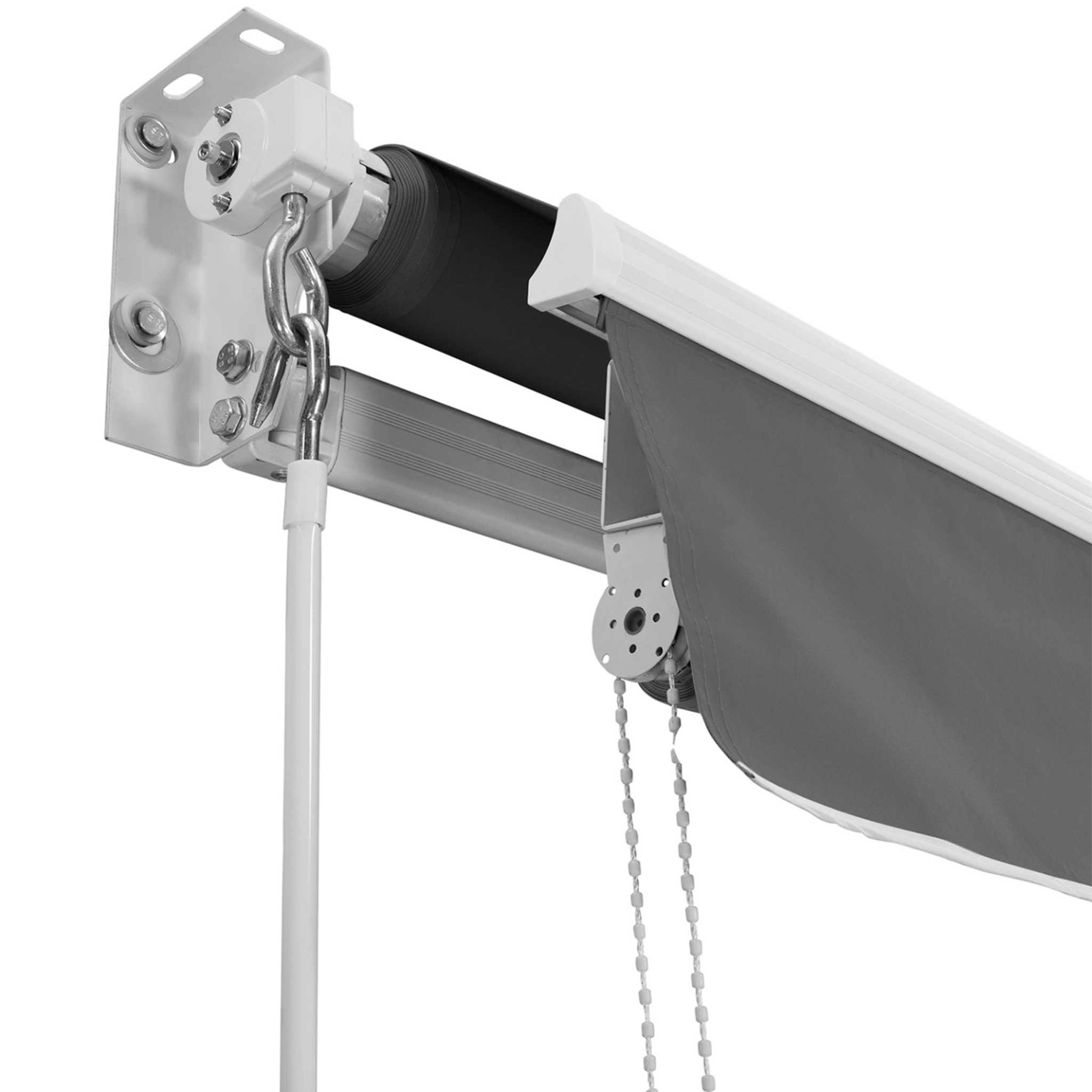 Voir la diapositive 5 : ID MARKET Store banne manuel 4x3 m gris anthracite lambrequin h.1,50 m