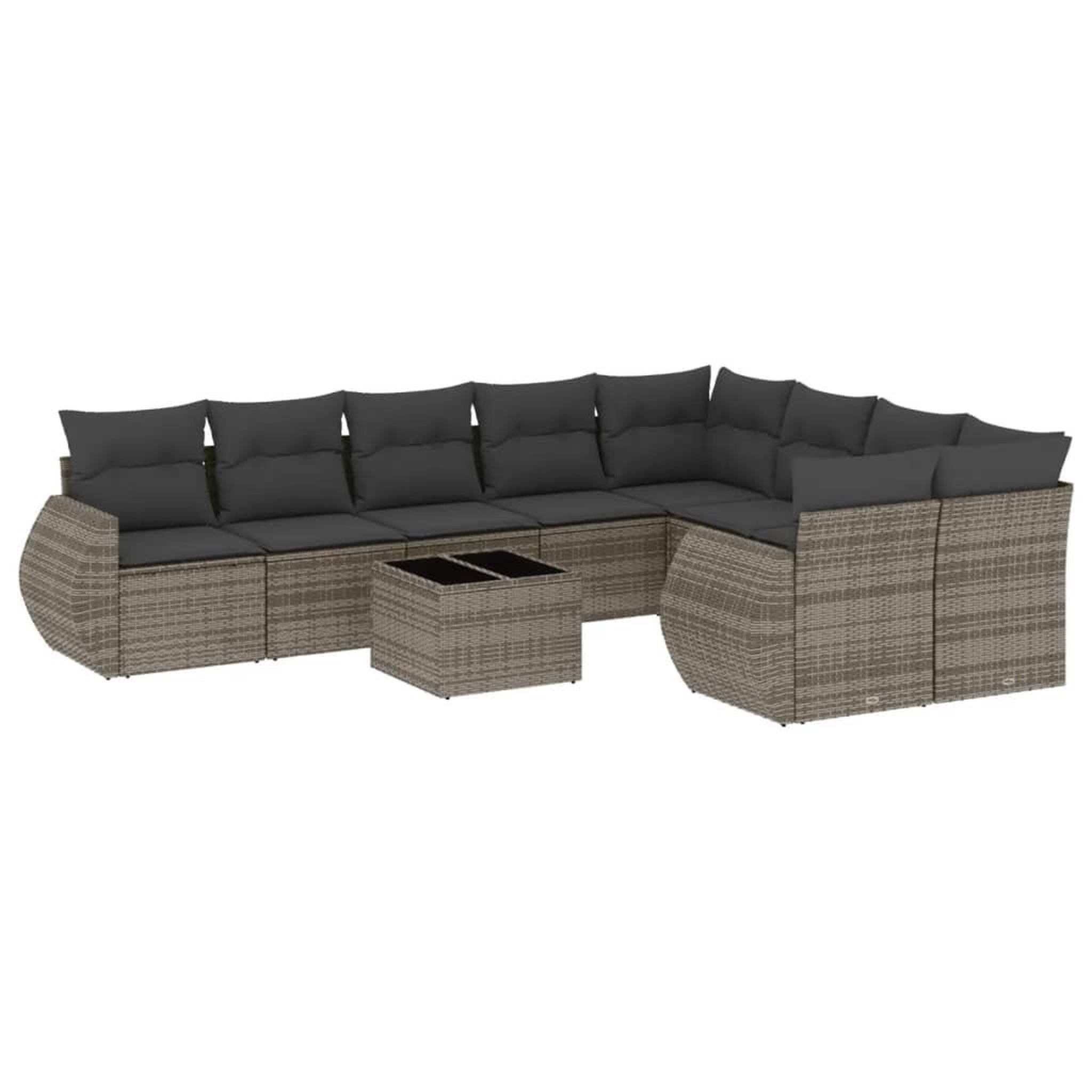 Voir la diapositive 2 : VIDAXL Salon de jardin avec coussins 10 pcs gris resine tressee