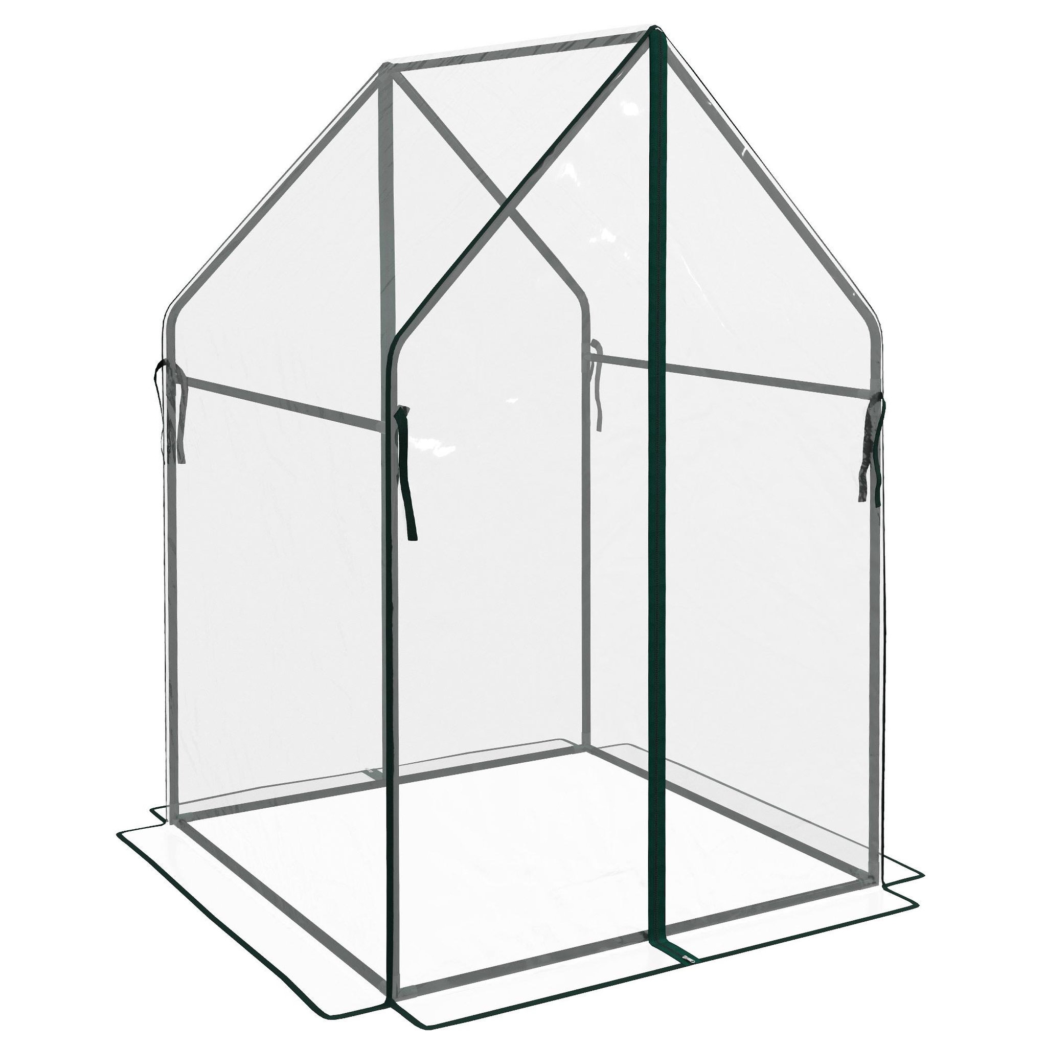 Voir la diapositive 4 : OUTSUNNY Serre de jardin balcon terrasse serre pour tomates 0,9L x 0,9l x 1,45H m double porte acier PVC transparent vert