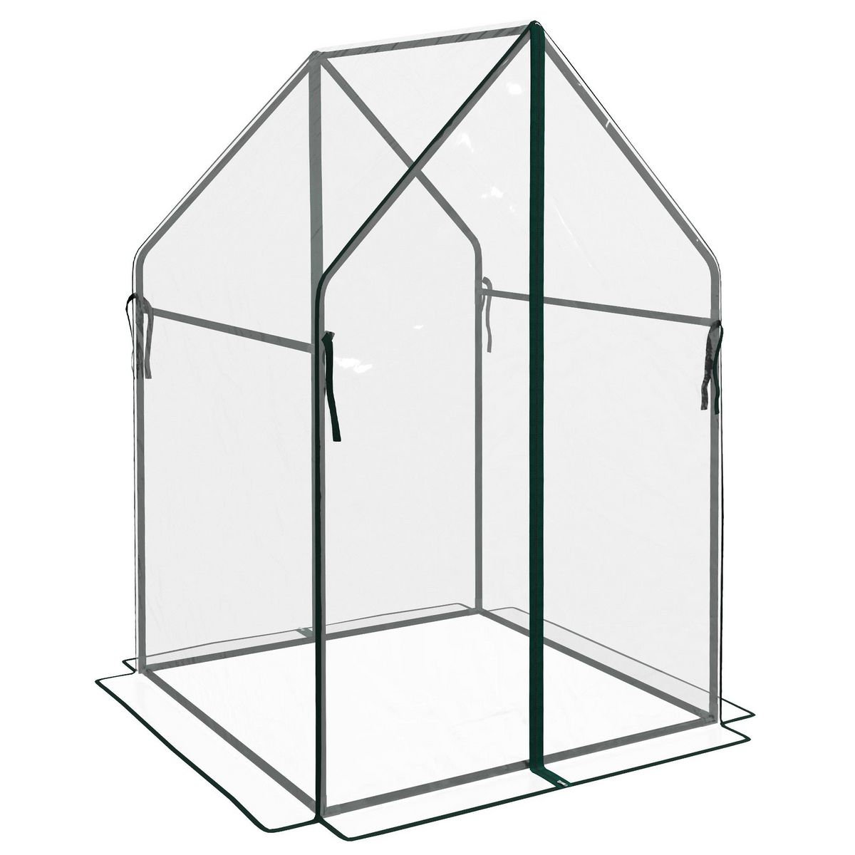 OUTSUNNY Serre de jardin balcon terrasse serre pour tomates 0,9L x 0,9l x 1,45H m double porte acier PVC transparent vert