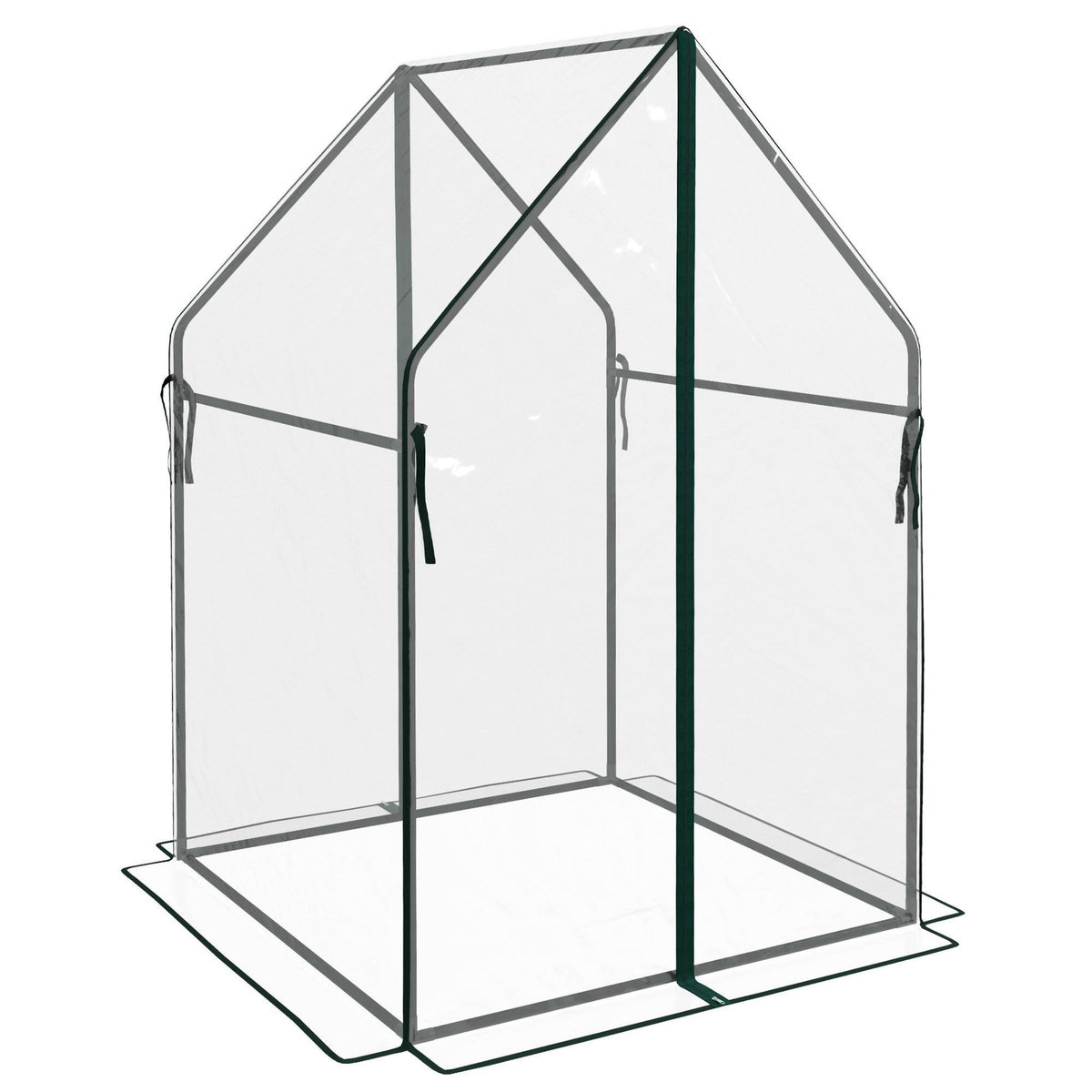 OUTSUNNY Serre de jardin balcon terrasse serre pour tomates 0,9L x 0,9l x 1,45H m double porte acier PVC transparent vert