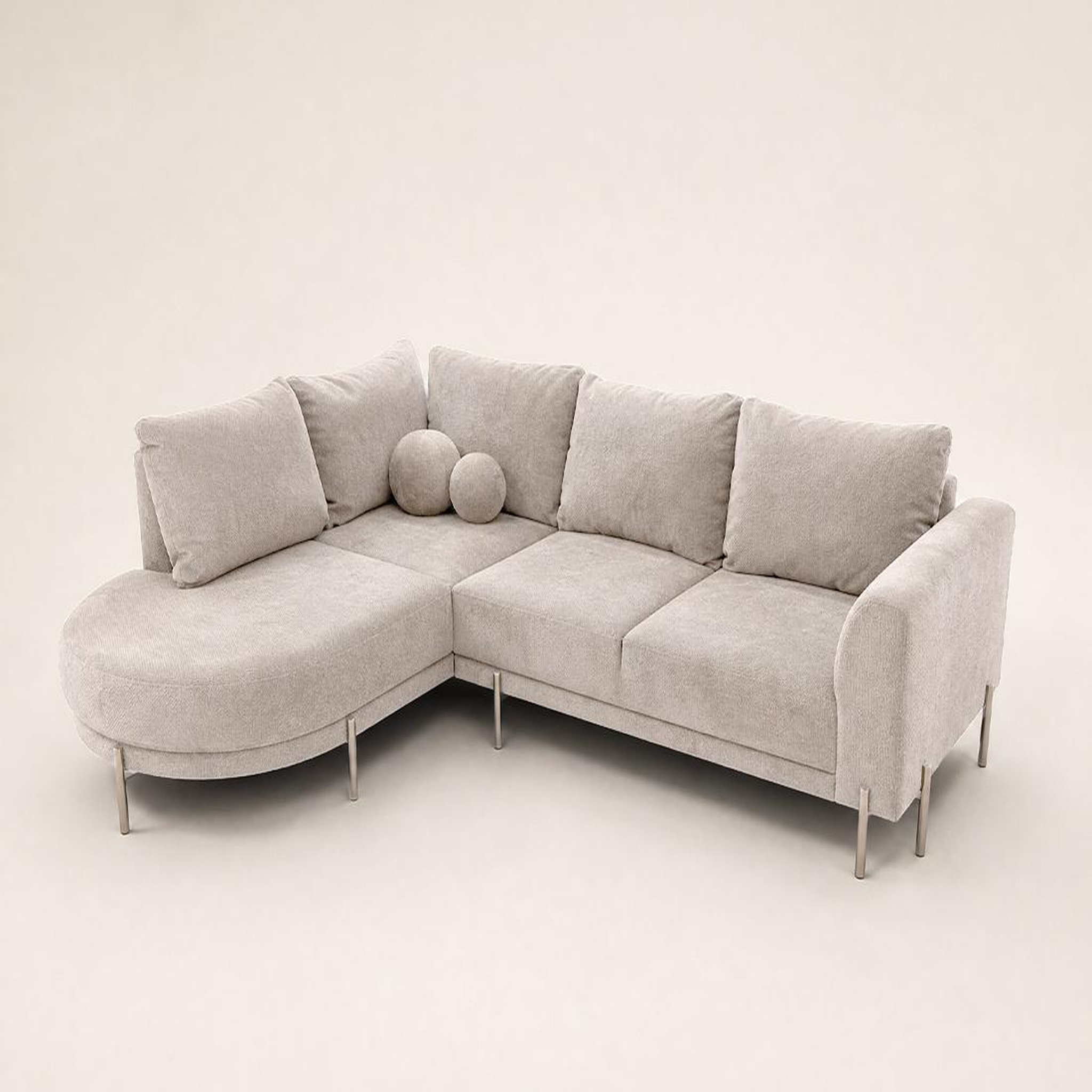 Voir la diapositive 3 : BEST MOBILIER Gabin - canapé d'angle gauche 5 places en velours texturé