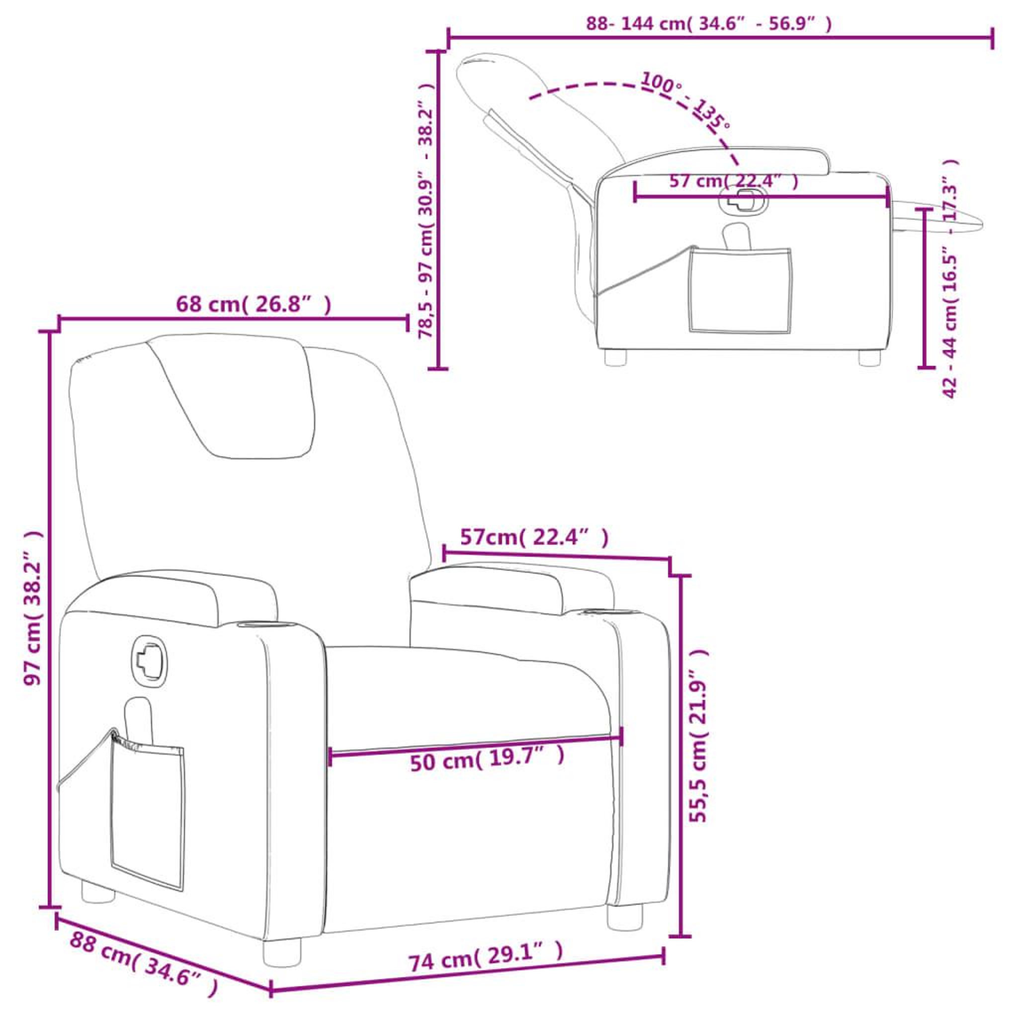 Voir la diapositive 6 : VIDAXL Fauteuil de massage inclinable Cappuccino Similicuir