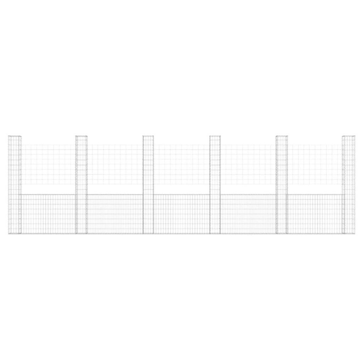 VIDAXL Panier de gabion en forme de U avec 6 poteaux Fer 620x20x200 cm