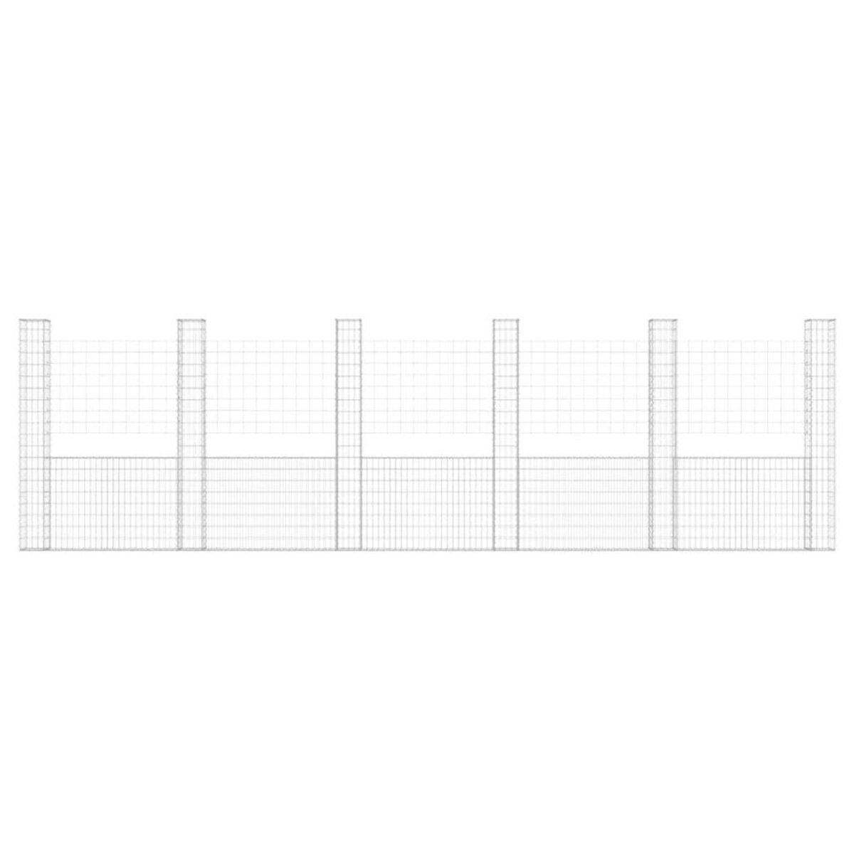 VIDAXL Panier de gabion en forme de U avec 6 poteaux Fer 620x20x200 cm