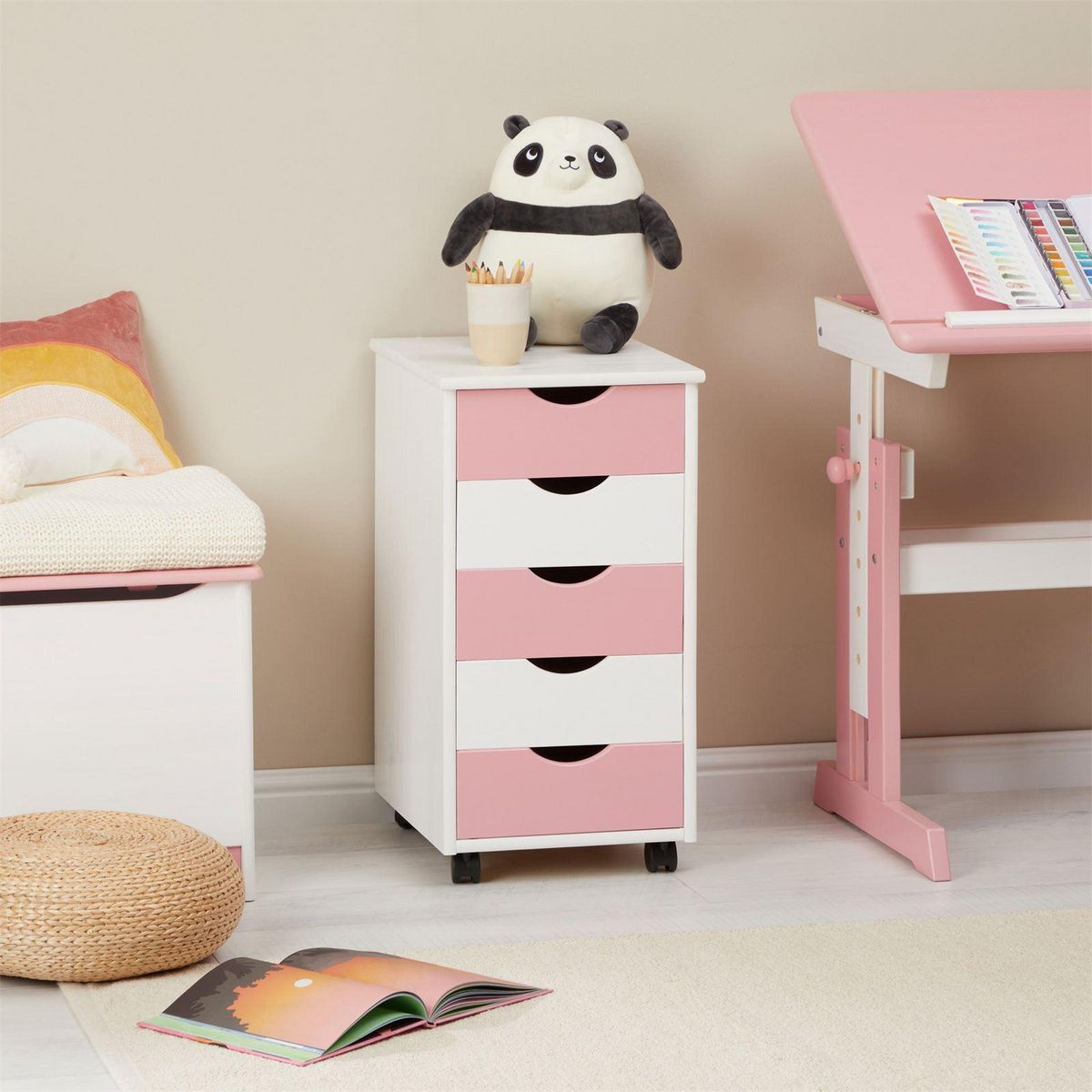 IDIMEX Caisson de bureau sur roulettes LAGOS, avec 5 tiroirs