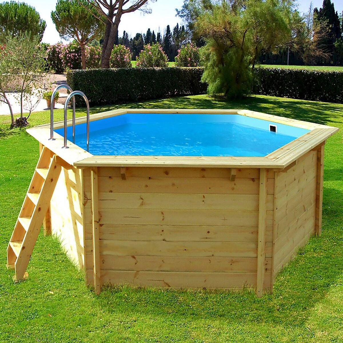 Habitat et Jardin Piscine bois   Hawai   - 4.10 x 1.18 m + Pompe à chaleur  3.5 kw/h