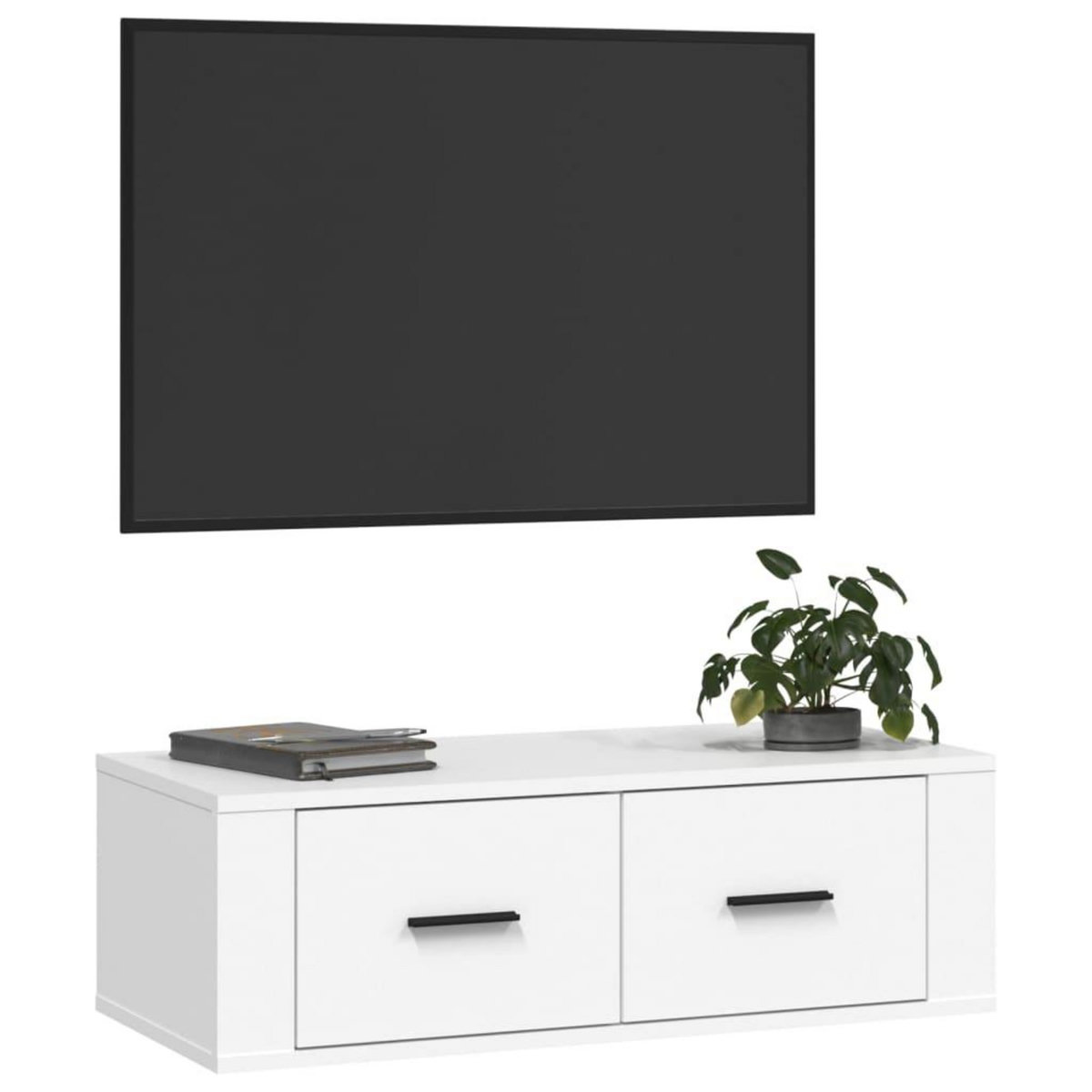 VIDAXL Meuble TV suspendu Blanc 80x36x25 cm Bois d'ingenierie