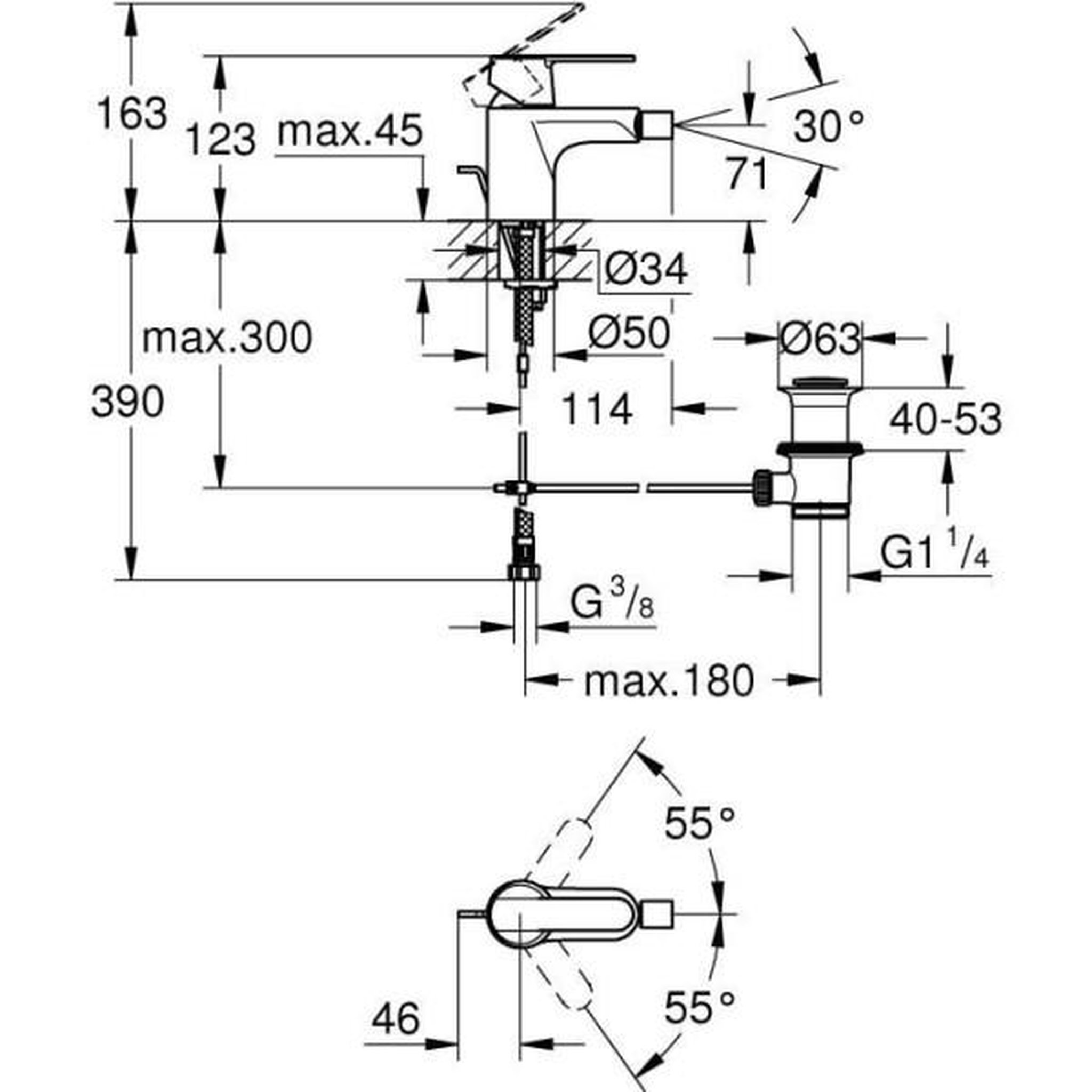 Voir la diapositive 5 : Grohe Grohe mitigeur monocommande bidet taille s get chromé 32885000