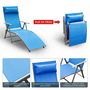 Voir la diapositive 4 : OUTSUNNY Outsunny transat chaise longue bain de soleil pliable dossier inclinable multi-positions têtière fournie 137L x 64l x 101H cm métal époxy textilène bleu