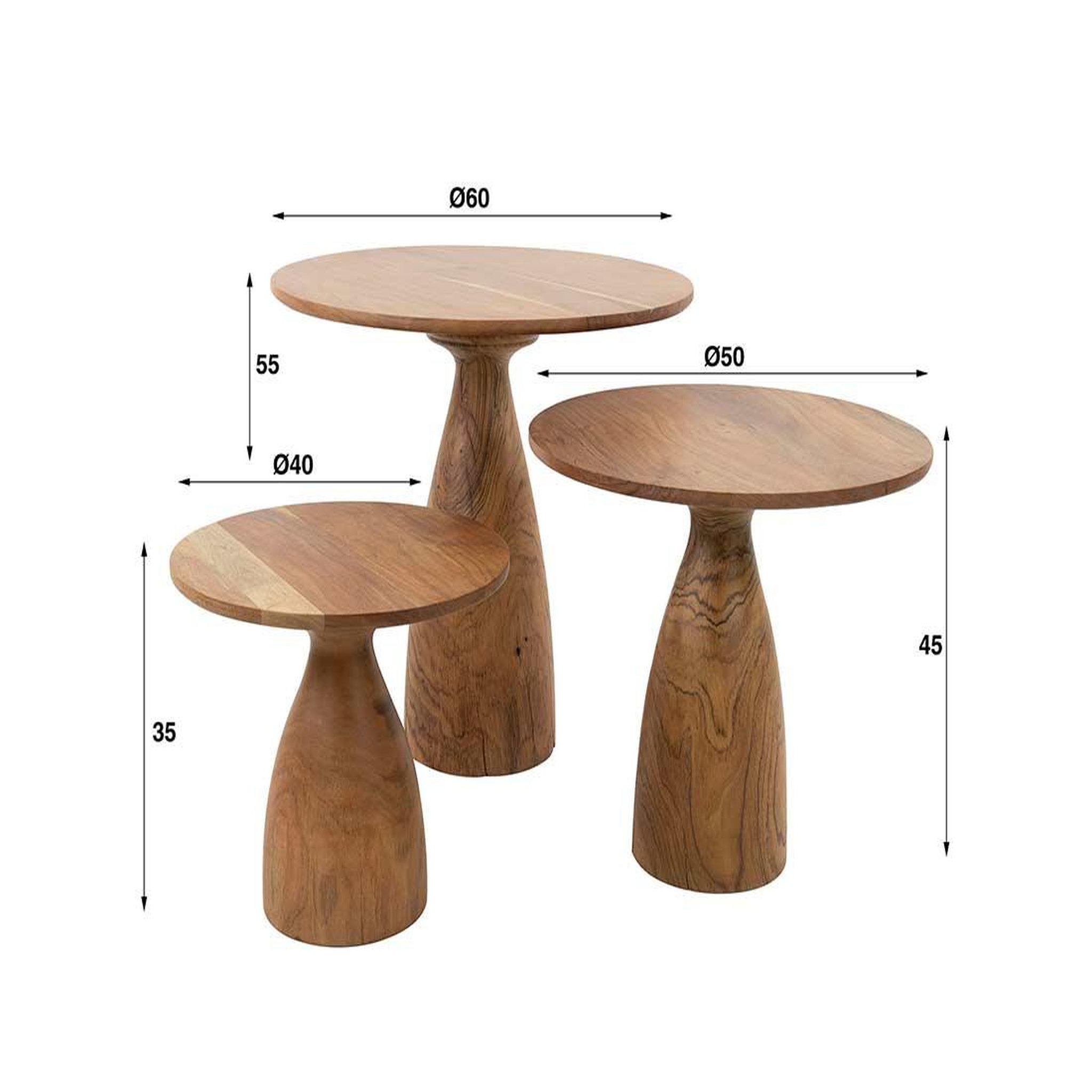 Voir la diapositive 4 : LISA DESIGN Henna - lot de 3 tables basses gigognes - bois d'acacia massif