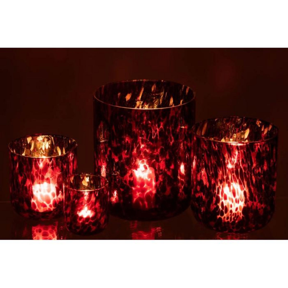 Paris Prix Photophore en Verre Tacheté  Preston  20cm Rouge