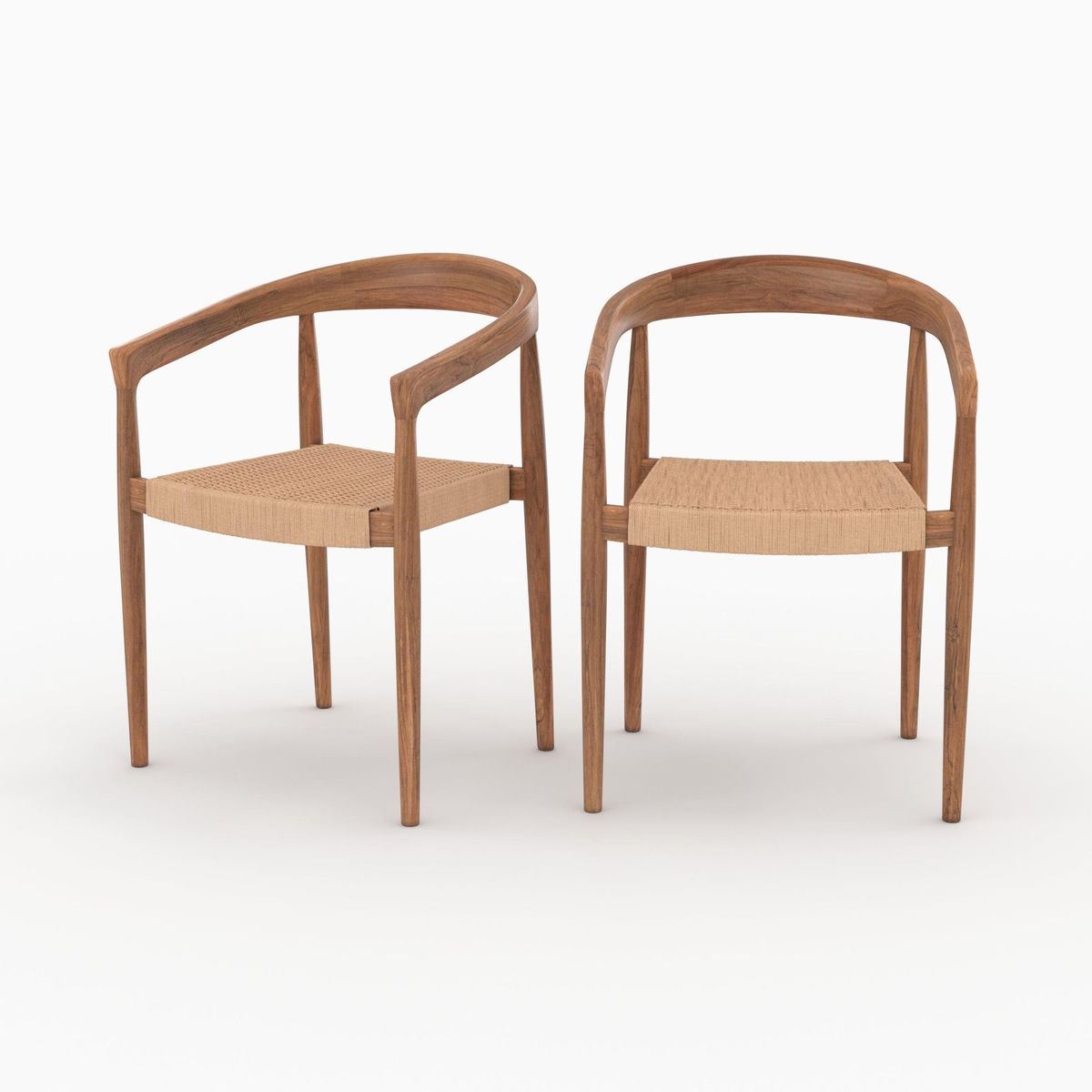 MAISON PAVANE Lot de 2 chaises en bois de teck et corde naturelle -Bali