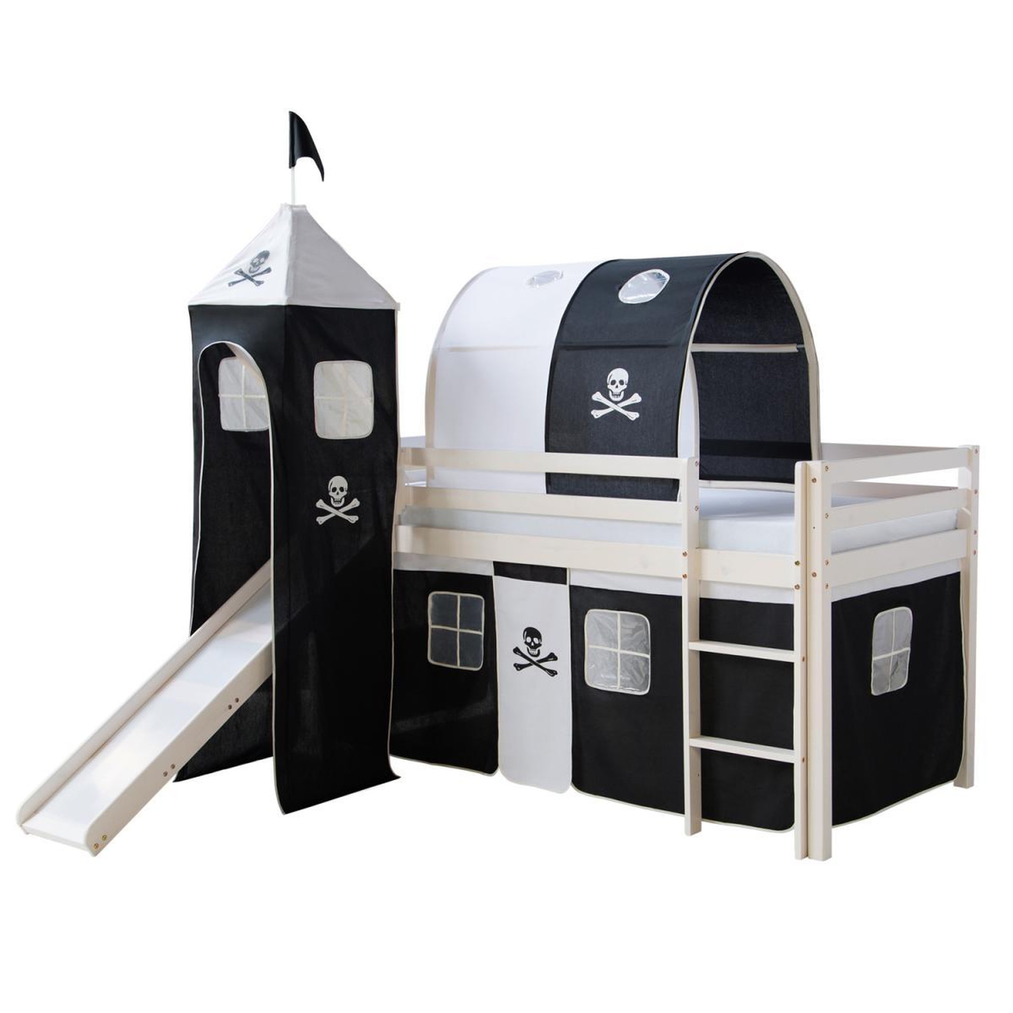 HomeStyle4U Lit enfant mezzanine blanc Pirate