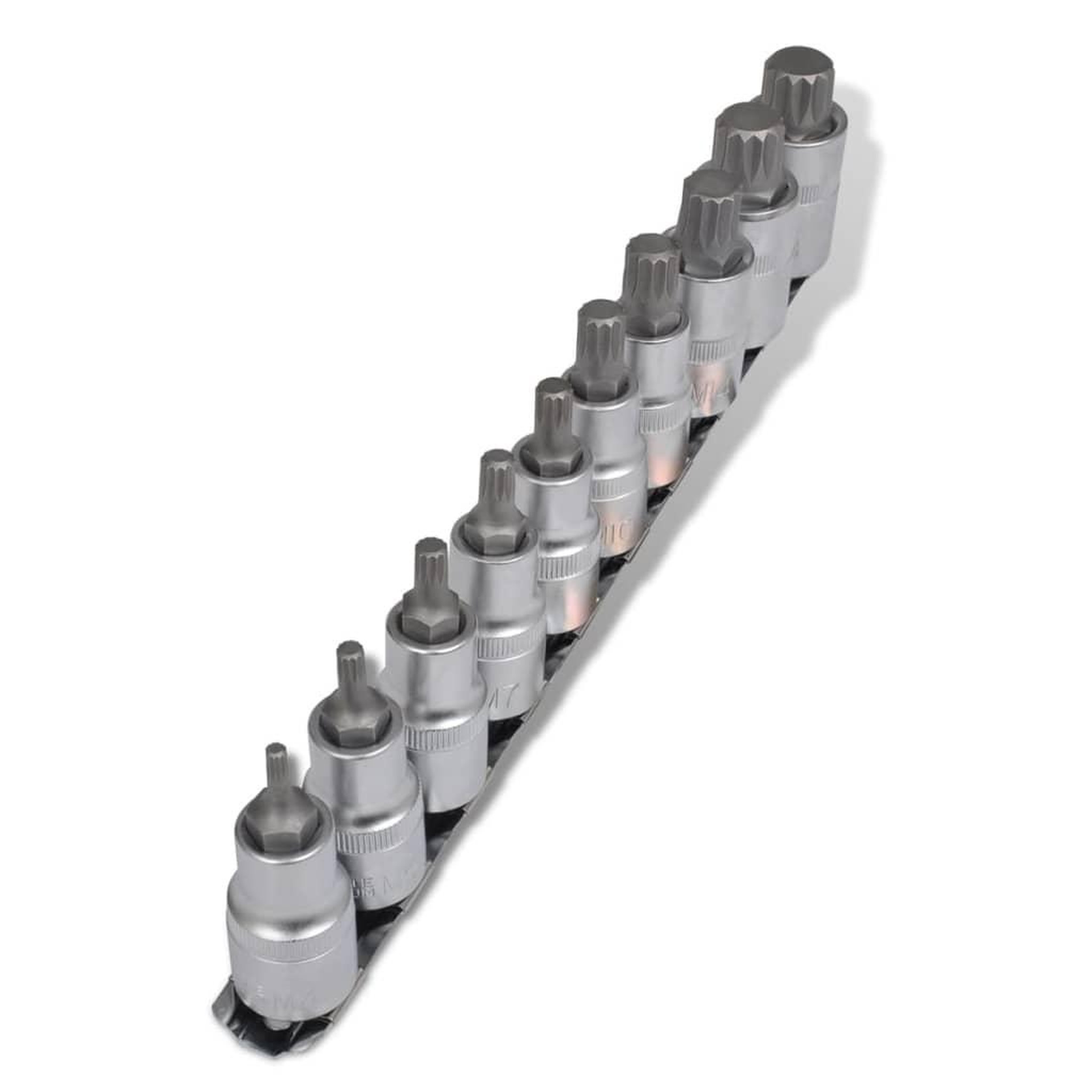 Voir la diapositive 1 : VIDAXL Jeu de douilles a 12 pointes 10 pcs sur une bande