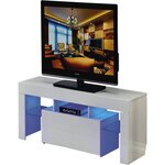 Habitat et Jardin Meuble TV LED  Borda  - 130 x 34 x 45 cm - Blanc laqué