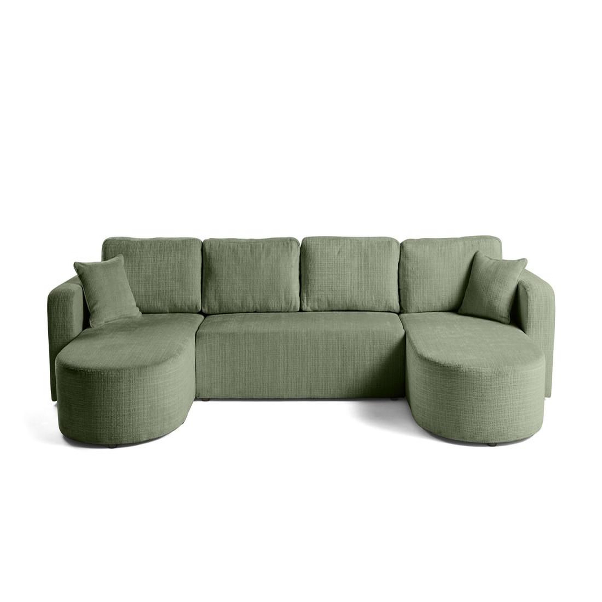 Voir la diapositive 1 : BEST MOBILIER Miro - canapé panoramique en u 7 places - convertible avec coffre - en velours texturé