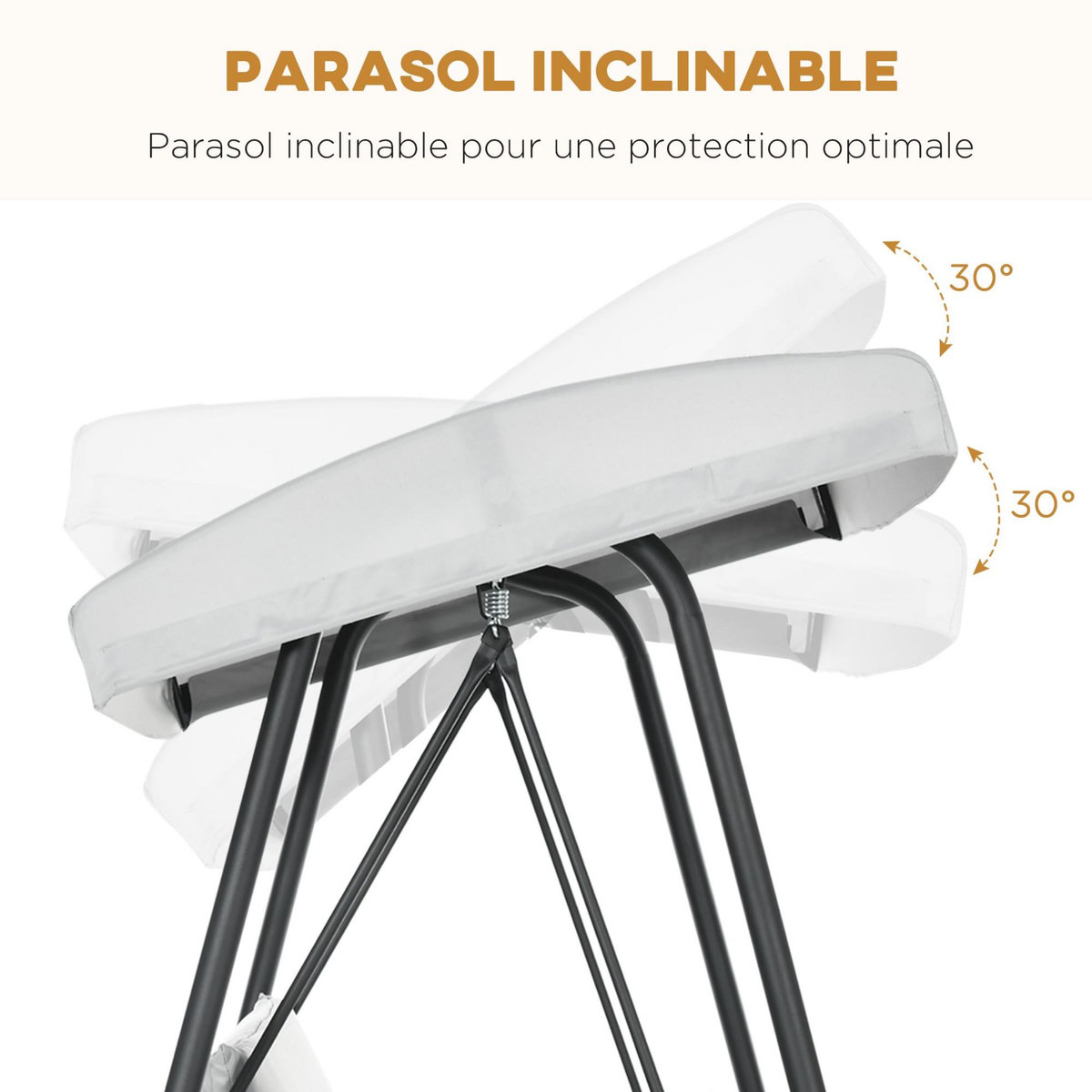 OUTSUNNY Balancelle de jardin 3 places convertible auvent réglable épais coussins amovibles polyester acier époxy gris clair