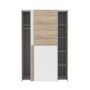 Voir la diapositive 5 : MARKET24 Armoire 2 portes coulissantes - Panneaux de particules - Blanc mat et décor chene - L 120 x P 61,2 x H 190,5 cm - OZZULA