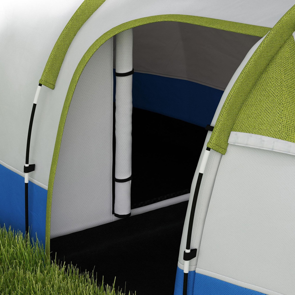 OUTSUNNY Tente de camping 2-3 pers. porche étanche 2000 mm 3 portes sac de transport vert