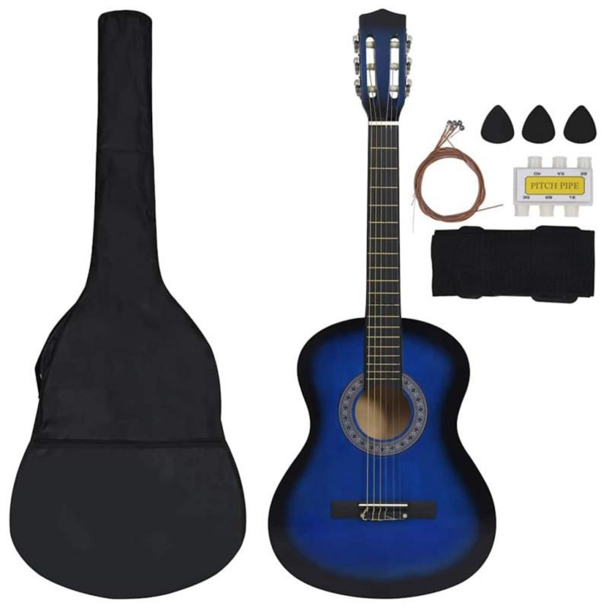 VIDAXL Ensemble de guitare classique pour débutants 8 pcs bleu 3 4 36