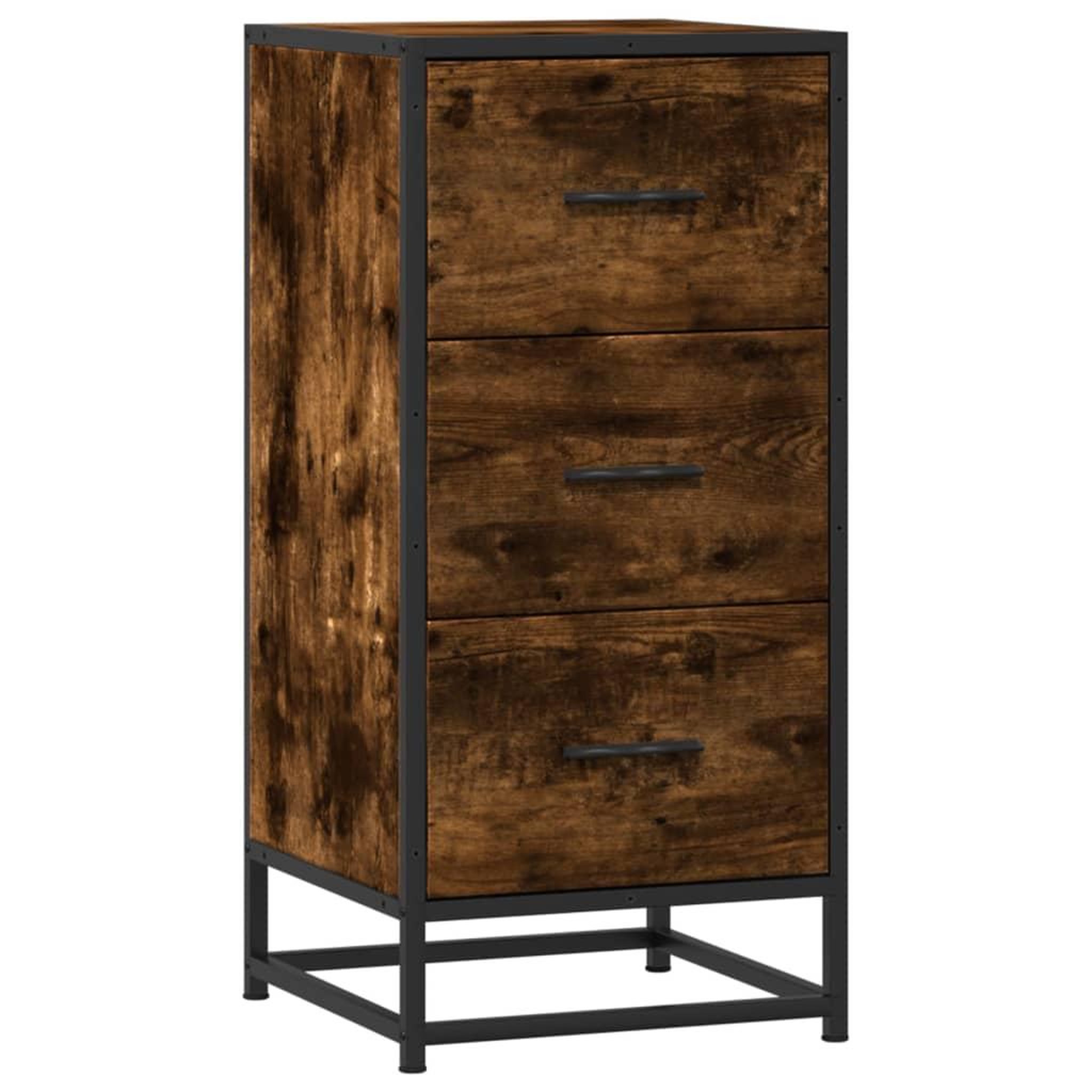 Voir la diapositive 2 : VIDAXL Buffet chene fume 35,5x35x76 cm bois d'ingenierie et metal