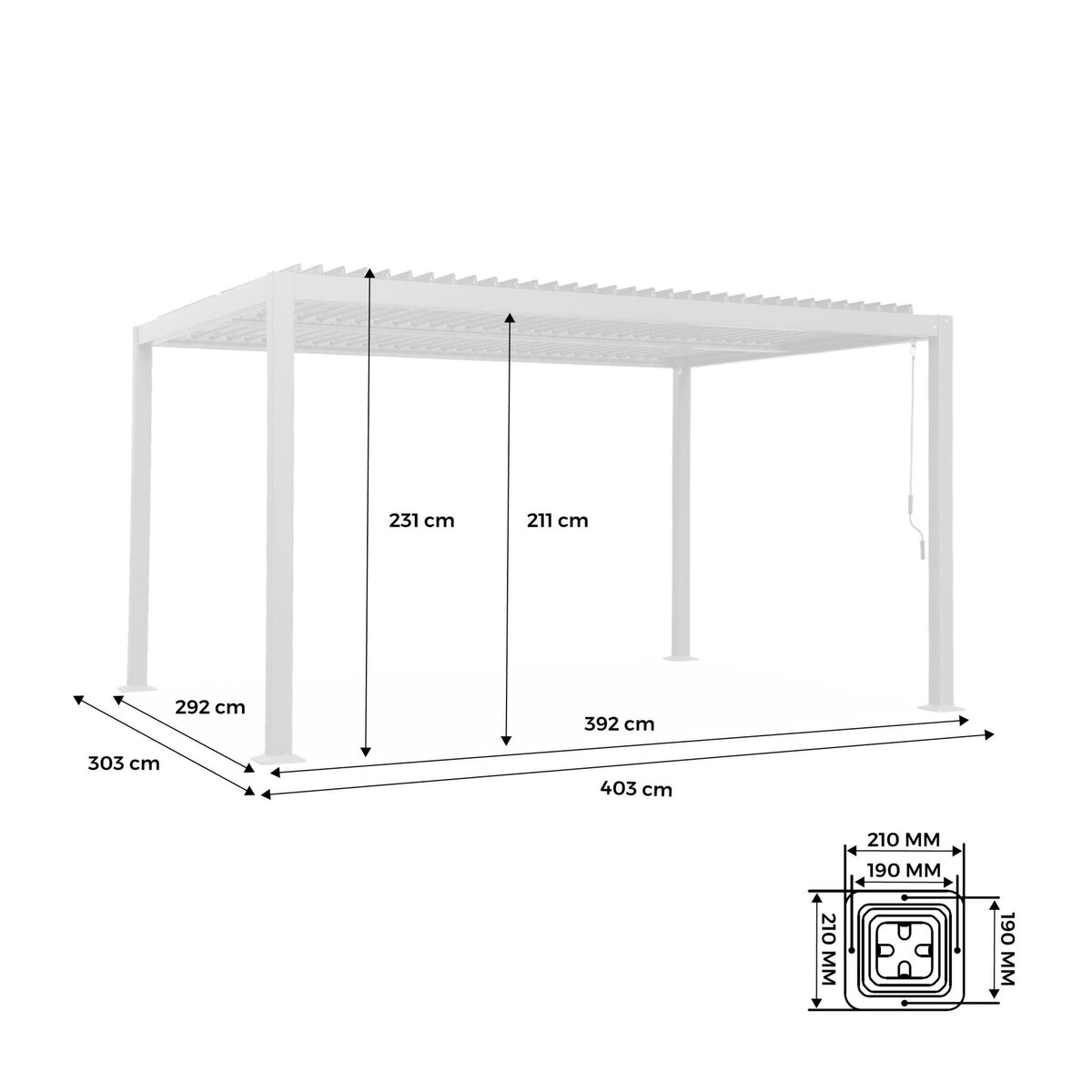 SWEEEK Pergola bioclimatique aluminium et acier lames orientables 4x3m Palace