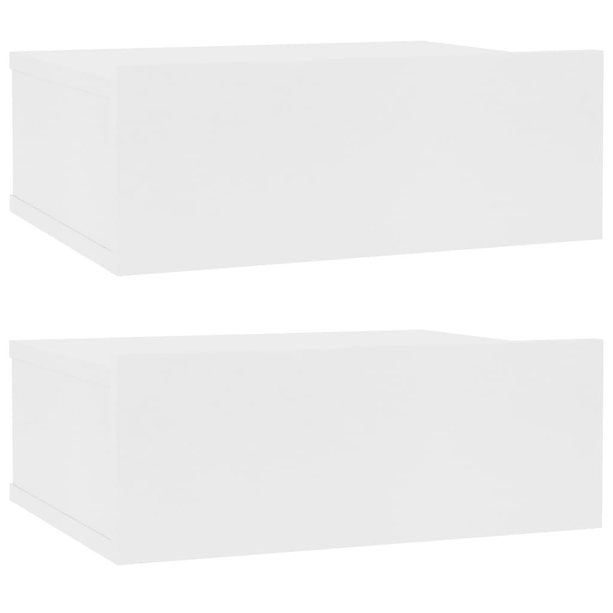 Voir la diapositive 2 : VIDAXL Tables de chevet flottantes 2 pcs Blanc bois d'ingenierie