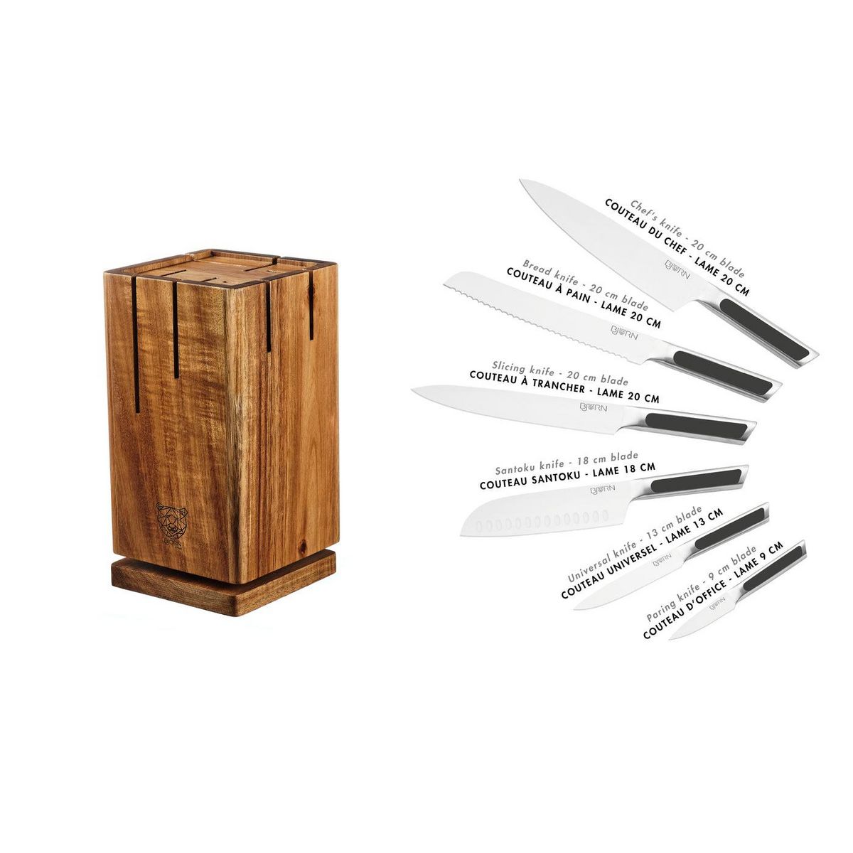 BJORN Bloc couteaux de cuisine LOKI SKAGEN - 7 pièces