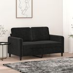 VIDAXL Canape a 2 places Noir 120 cm Velours