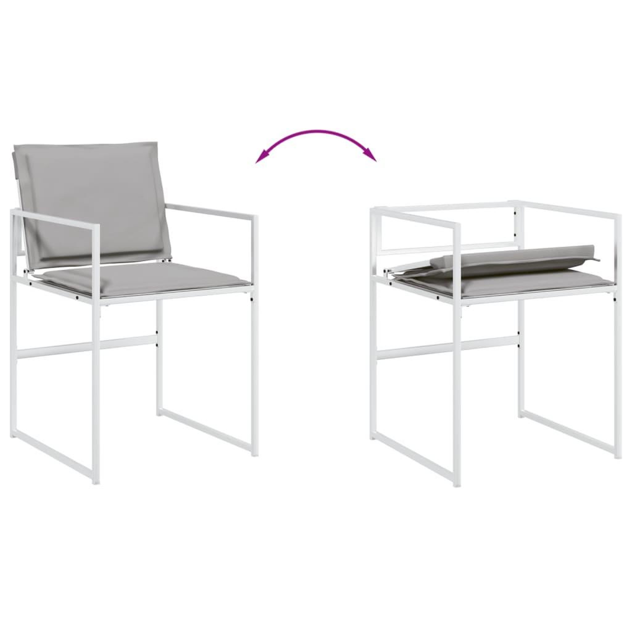 Voir la diapositive 5 : VIDAXL Ensemble a manger de jardin avec coussins 9 pcs blanc textilene
