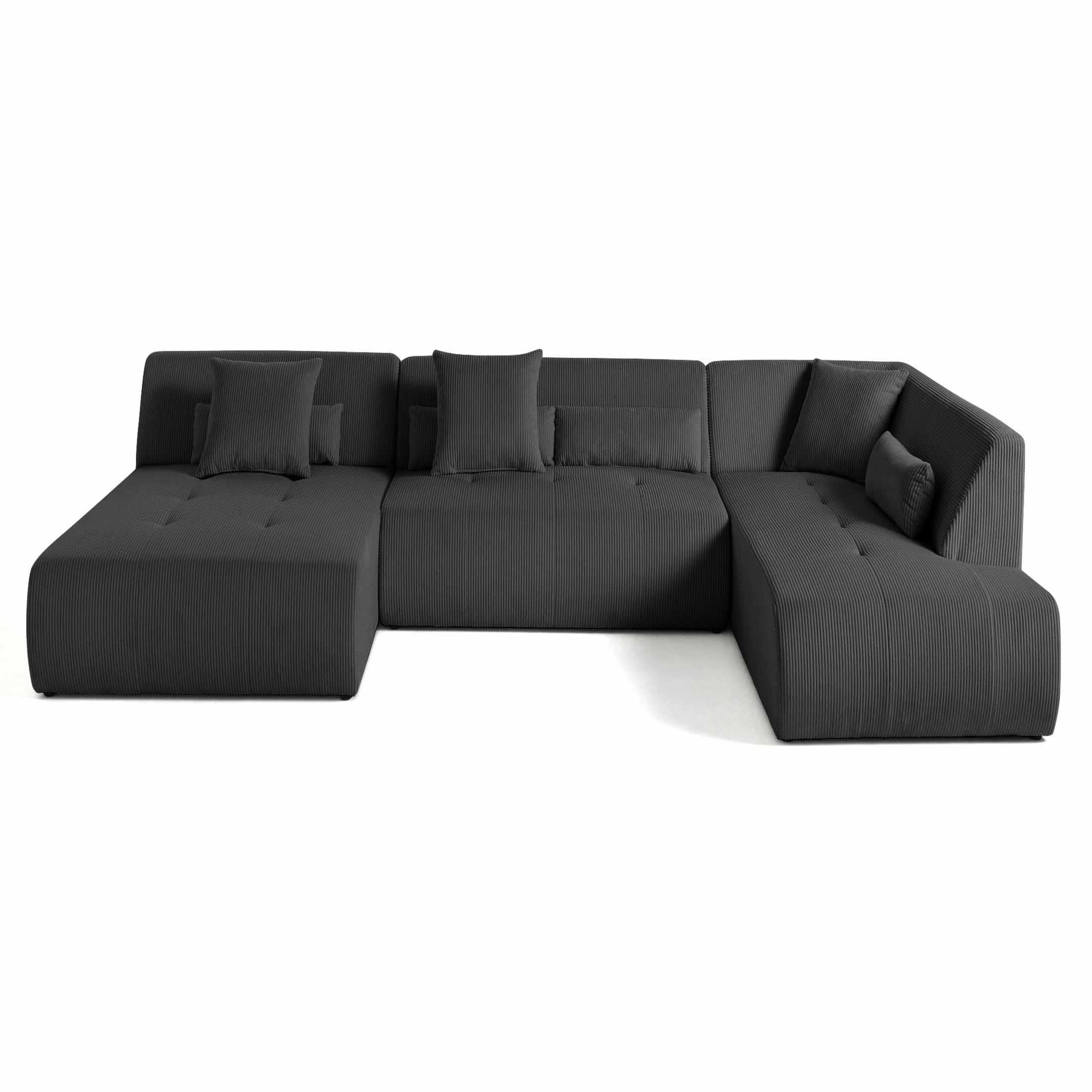 Voir la diapositive 1 : BEST MOBILIER Onyx - canapé panoramique modulable d'angle droit 7 places - en velours côtelé