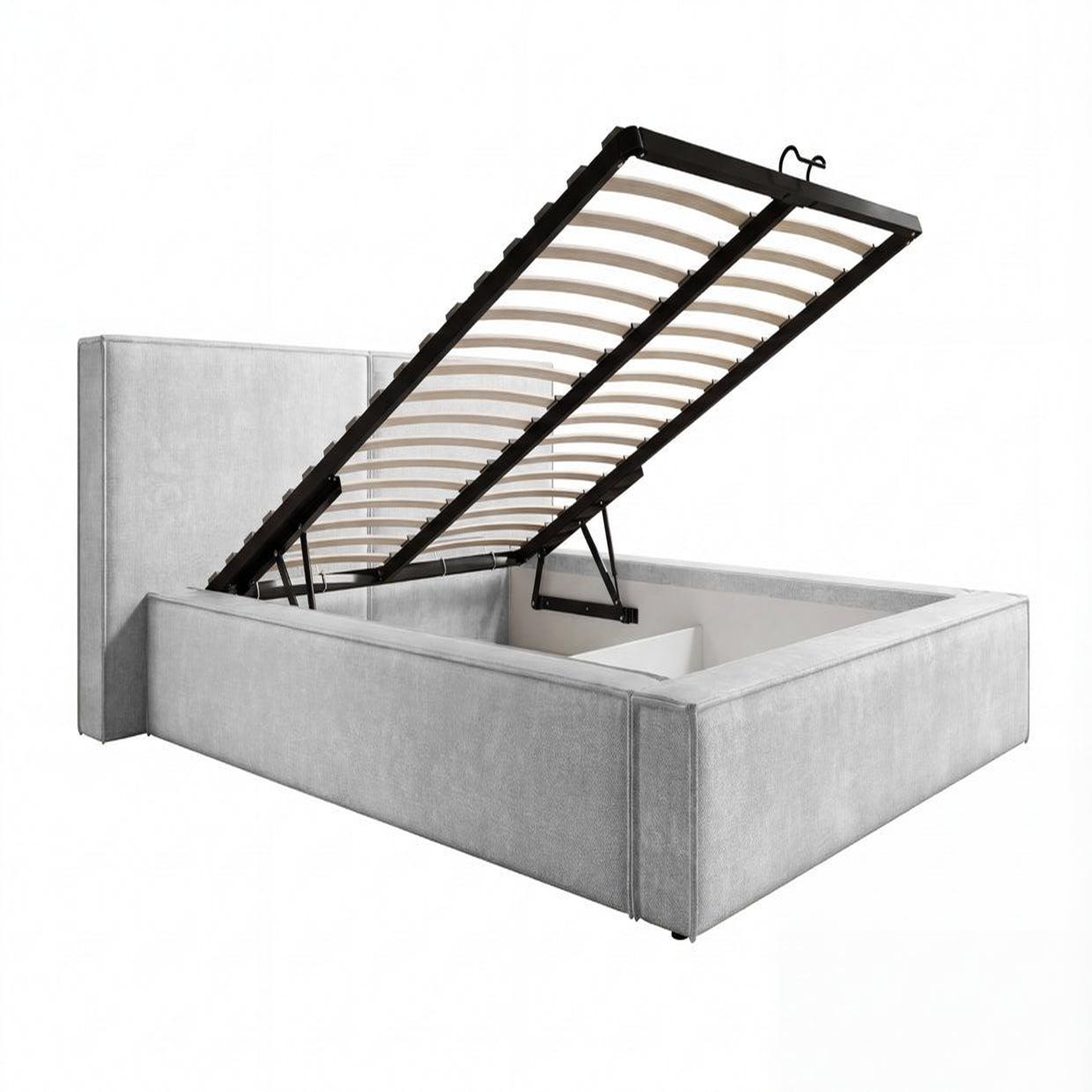 Voir la diapositive 6 : CASANOVA PARIS Celia - lit coffre tissu velours gris clair
