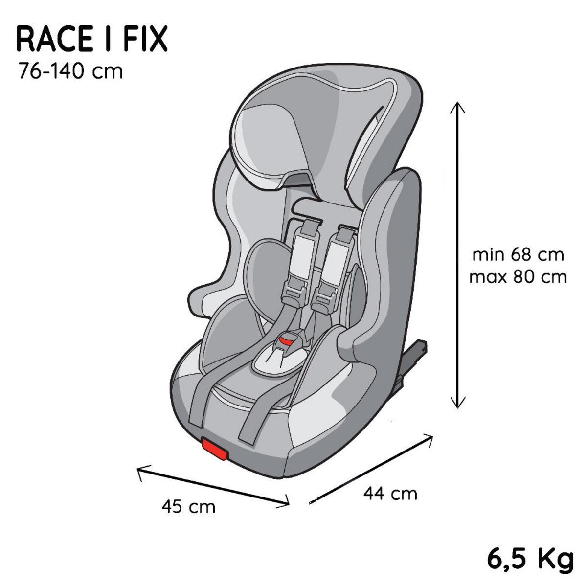 NANIA Siège auto fixations isofix RACE I FIX R129 i-Size 76-140 cm
