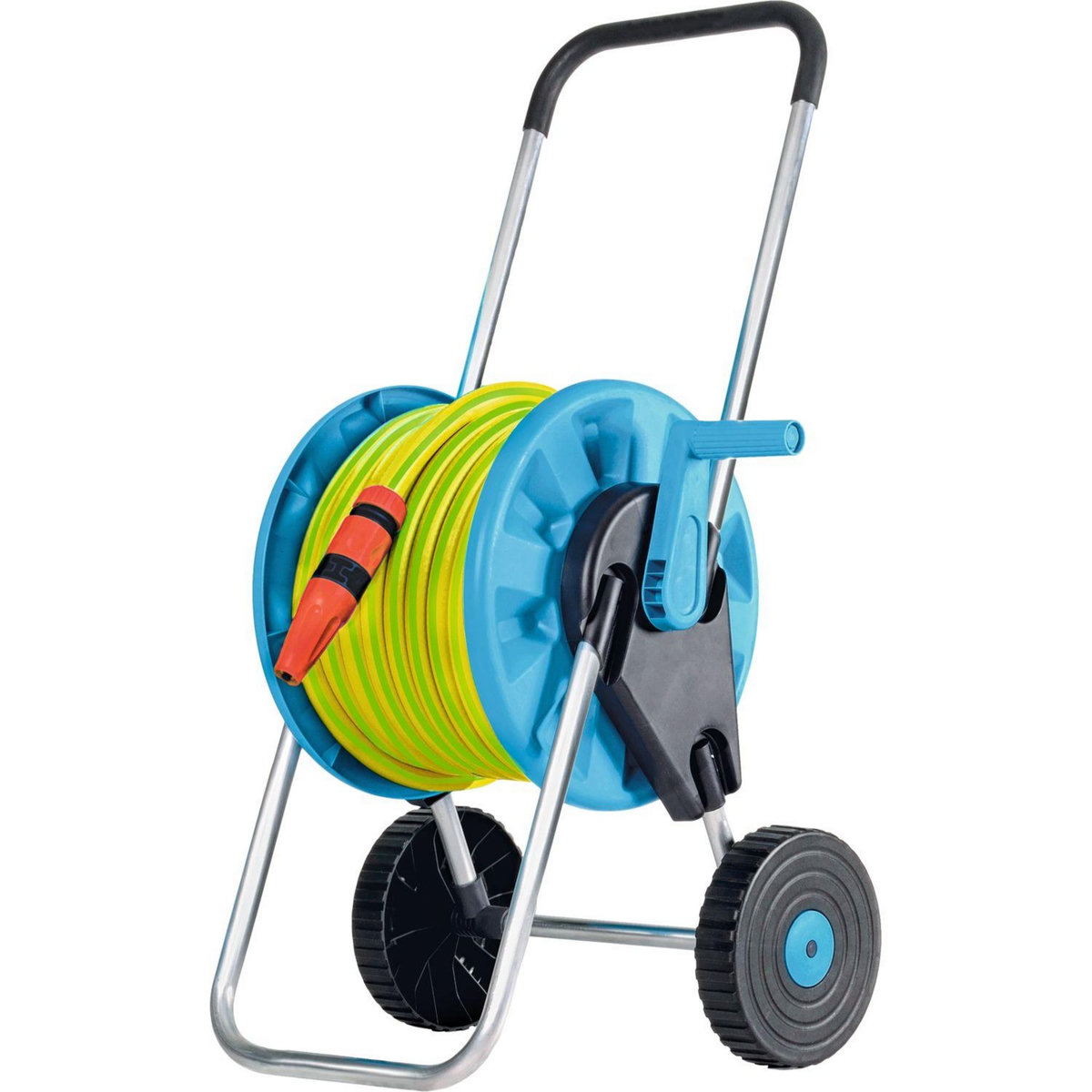 GARDENSTAR Devidoir sur roues avec tuyau de 25m - Vert et jaune