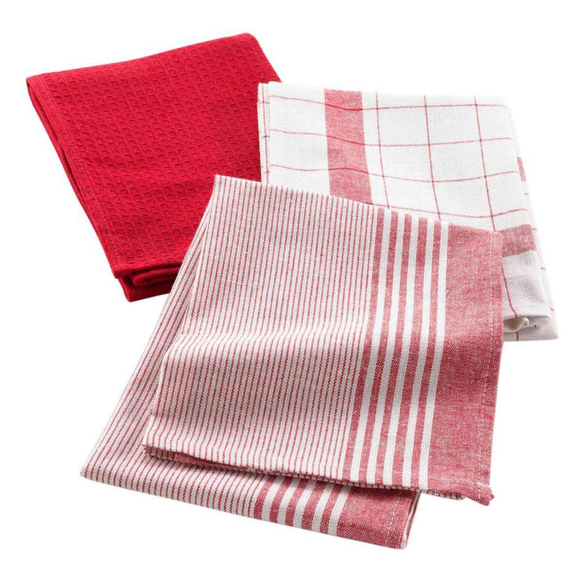 Douceur d'Intérieur Lot de 3 torchons  vibrato  50x70cm rouge