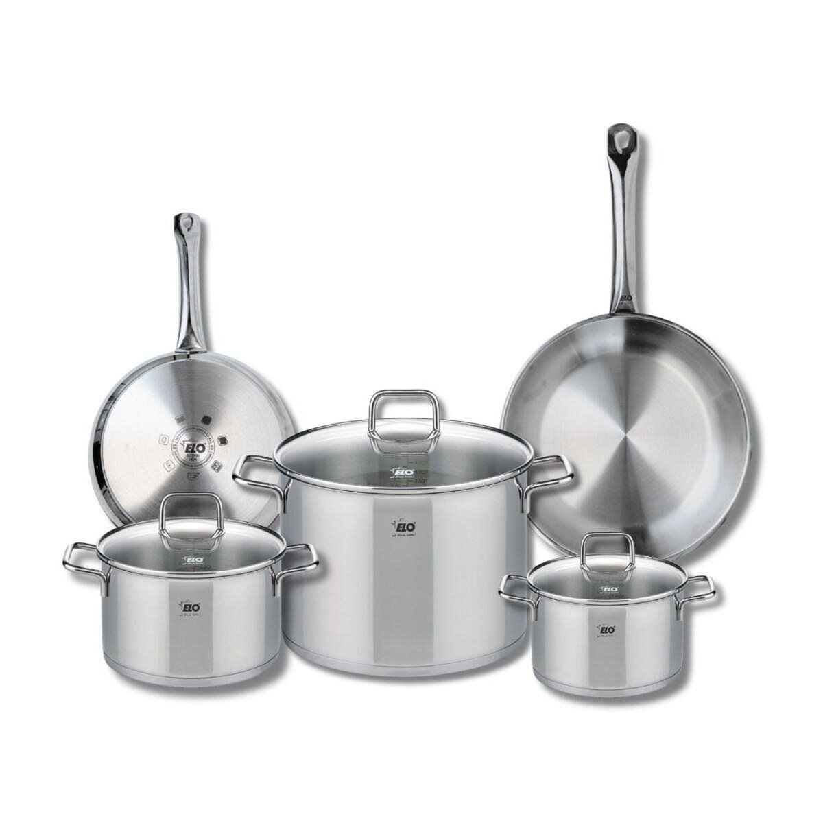 ELO Ensemble de 2 Poêles de cuisson 24 et 28 cm et 3 faitouts 16, 20 et 26 cm Elo Profi Citrin