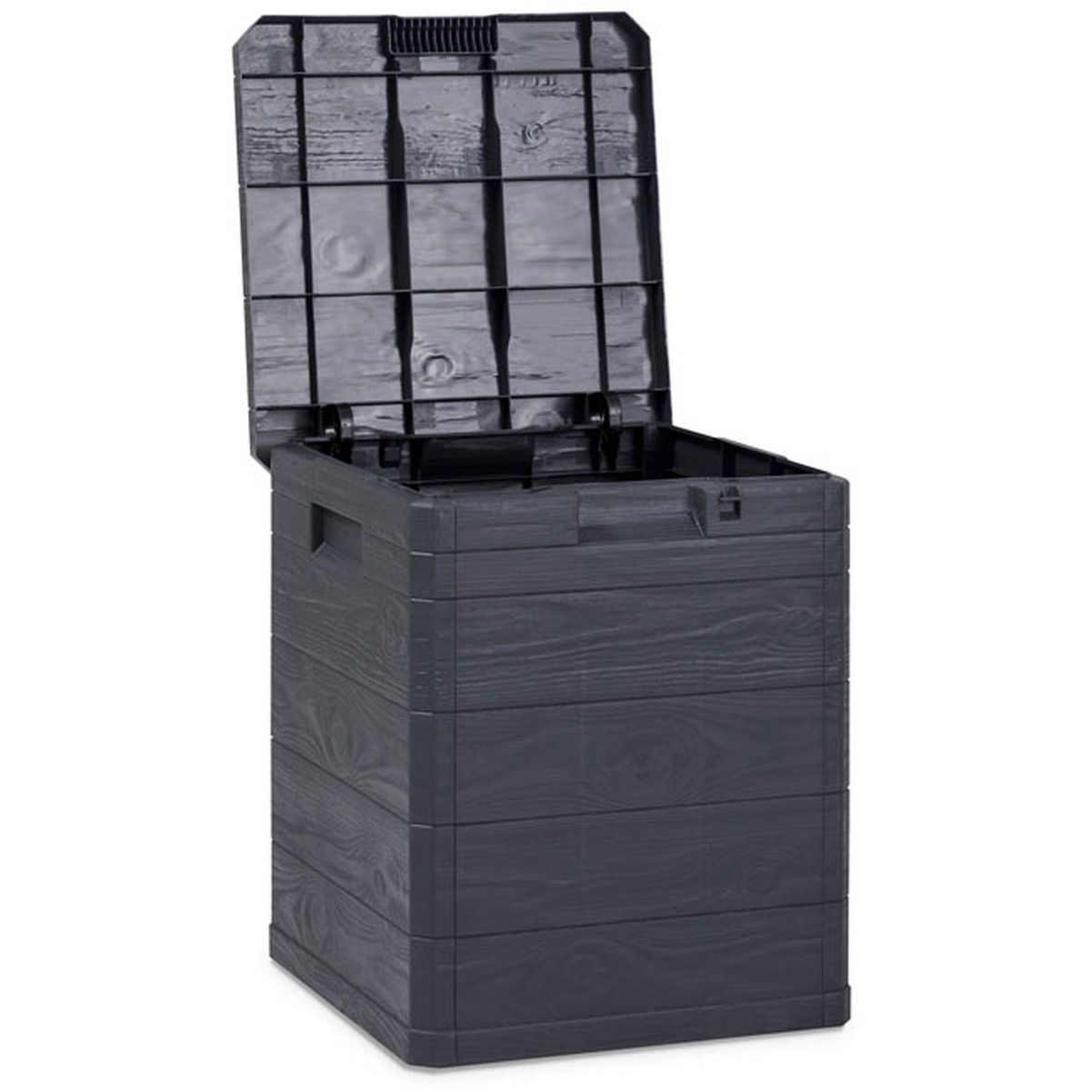 TOOMAX Coffre de rangement jardin résine - Anthracite - 90L - MULTIBOX WOODY 90