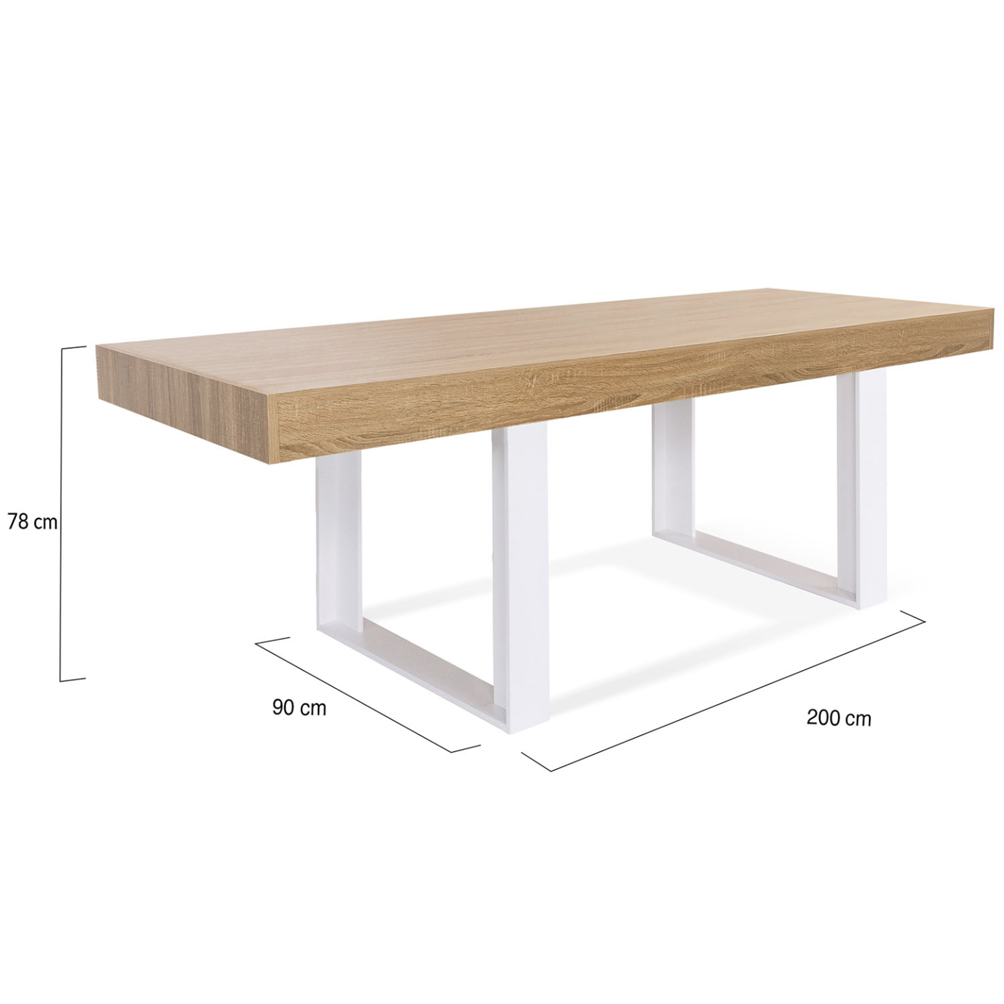 Voir la diapositive 4 : ID MARKET Table à manger rectangle phoenix 8 personnes bois et blanc 200 cm