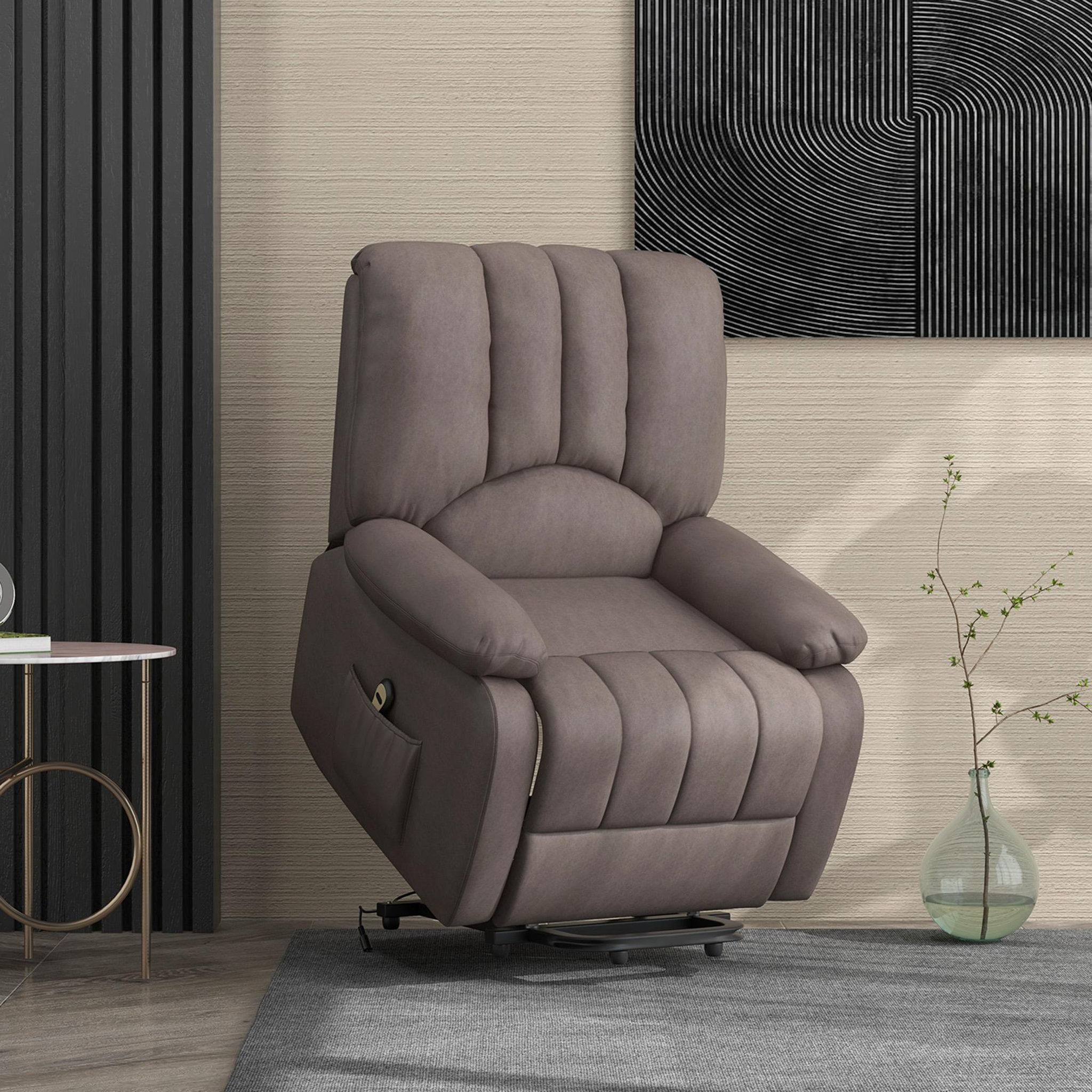 Voir la diapositive 2 : HOMCOM Fauteuil de relaxation électrique - fauteuil releveur inclinable - repose-pied ajustable - microfibre polyester gris