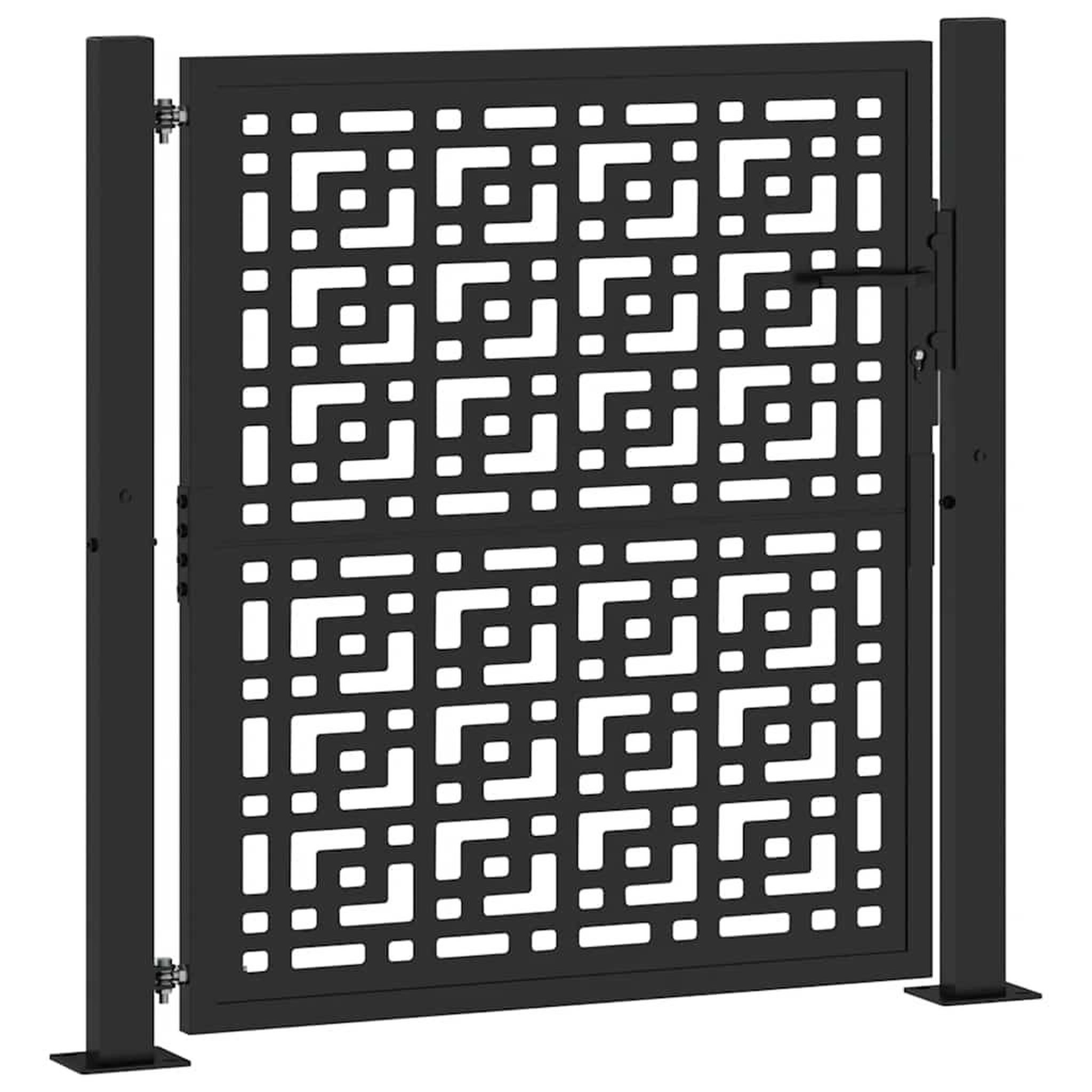 Voir la diapositive 2 : VIDAXL Portail de jardin noir 105x106 cm acier conception croisee
