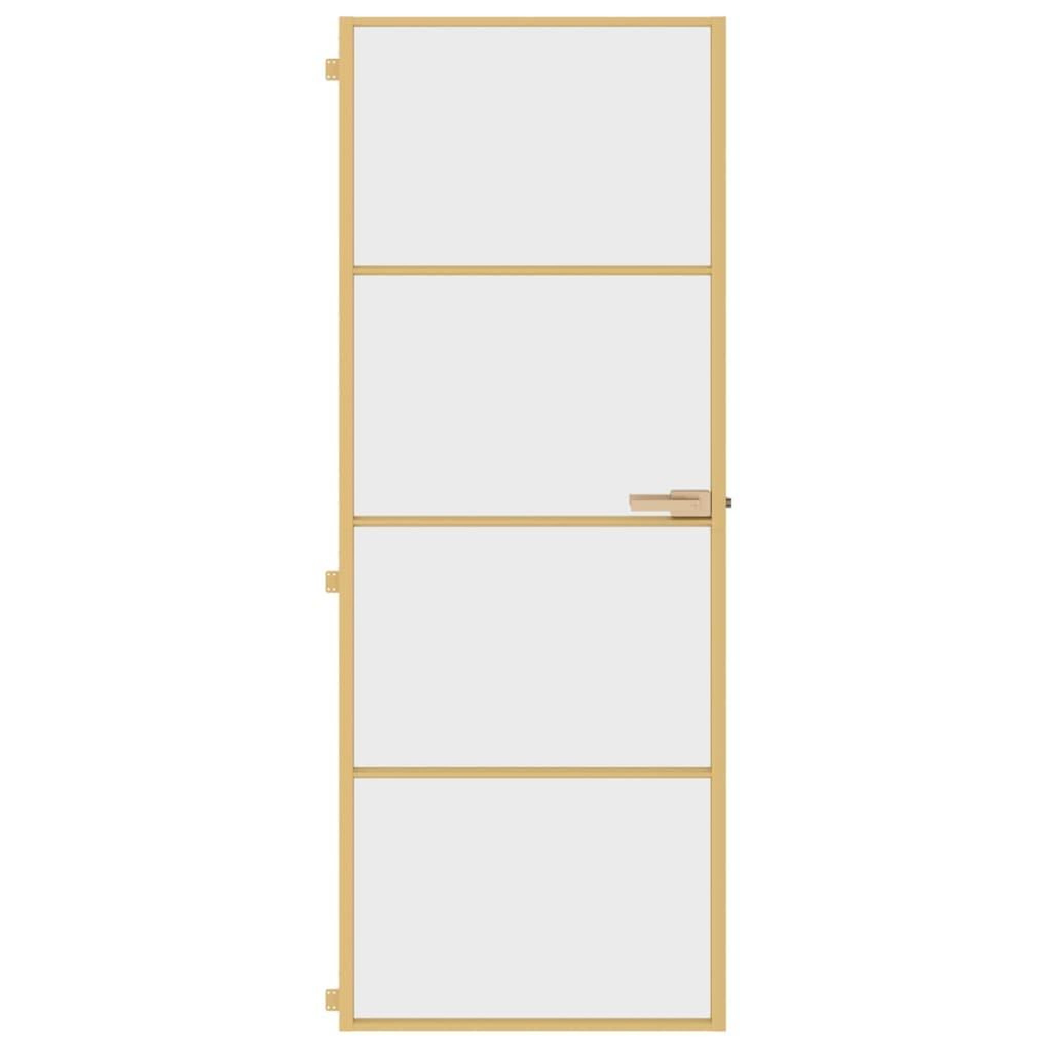 Voir la diapositive 3 : VIDAXL Porte interieure mince dore 76x201,5 cm verre trempe aluminium