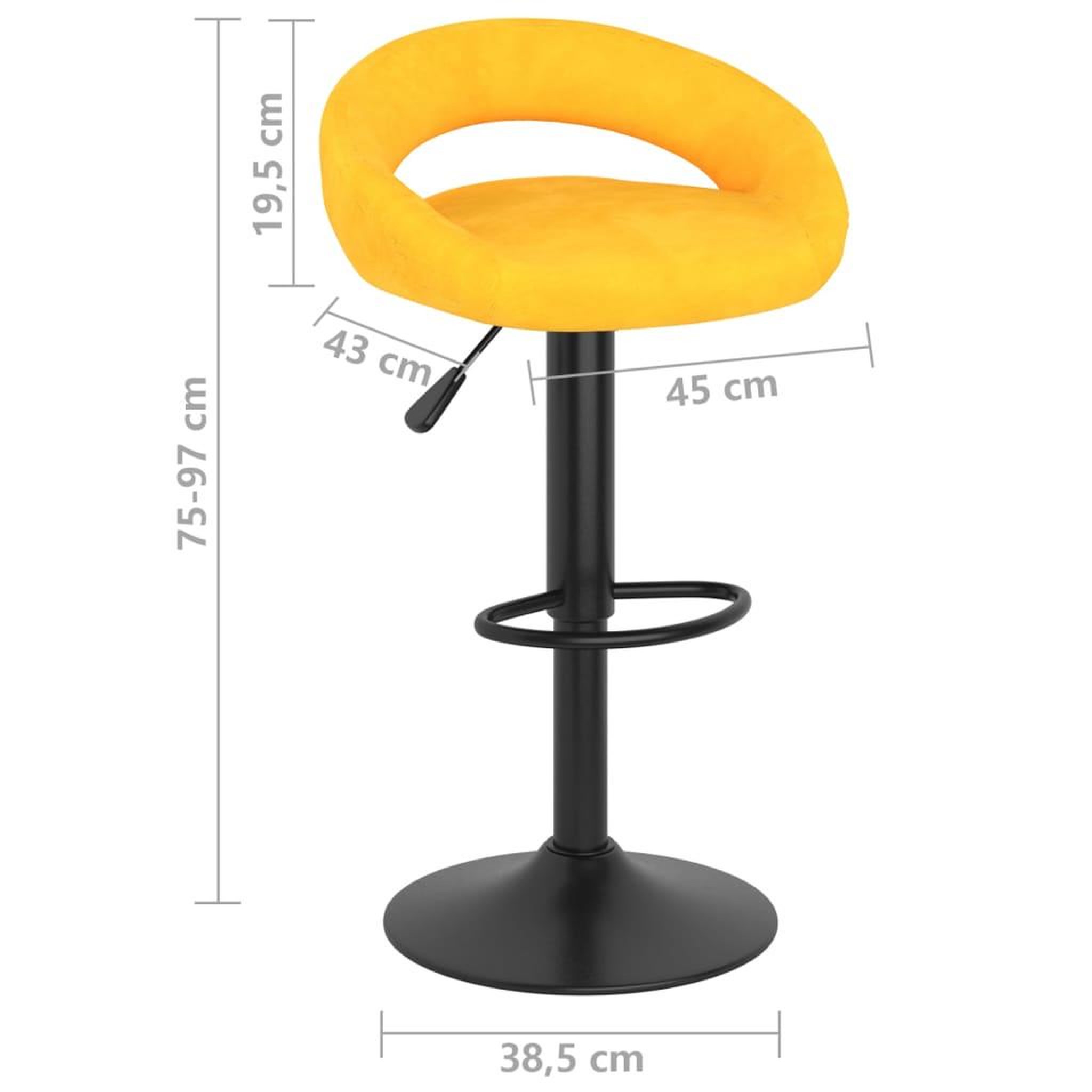 Voir la diapositive 6 : VIDAXL Tabourets de bar lot de 2 jaune moutarde velours