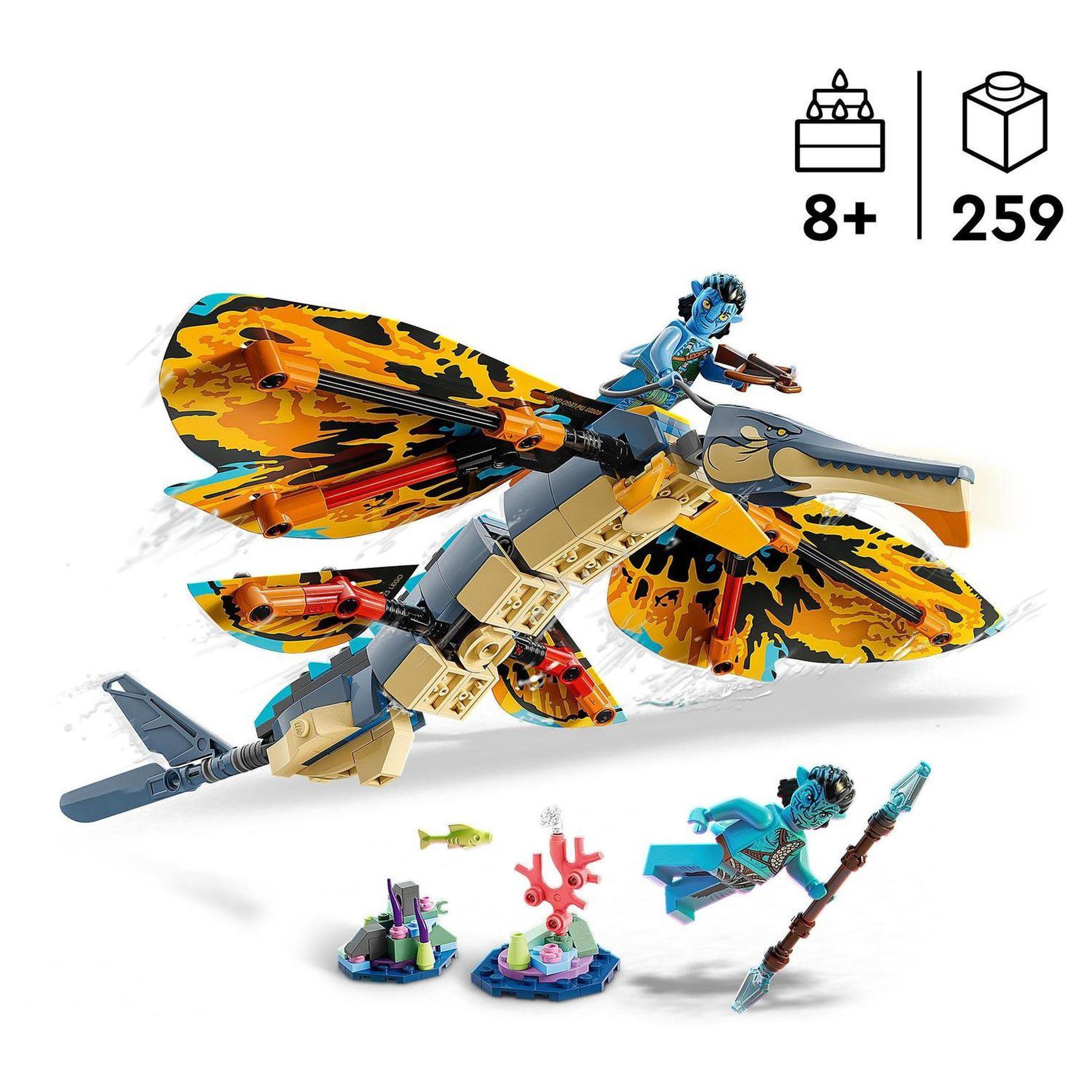 Voir la diapositive 3 : LEGO Avatar 75576 L'aventure du Skimwing, Jouet avec Minifigurines Jake Sully et Tonowari, et Animal, Avatar : La Voie de l'Eau