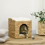 Voir la diapositive 2 : PAWHUT Panier chat lit chat cosy grand confort dim. Ø 37 x 41H cm coussins doux inclus jacinthe d'eau
