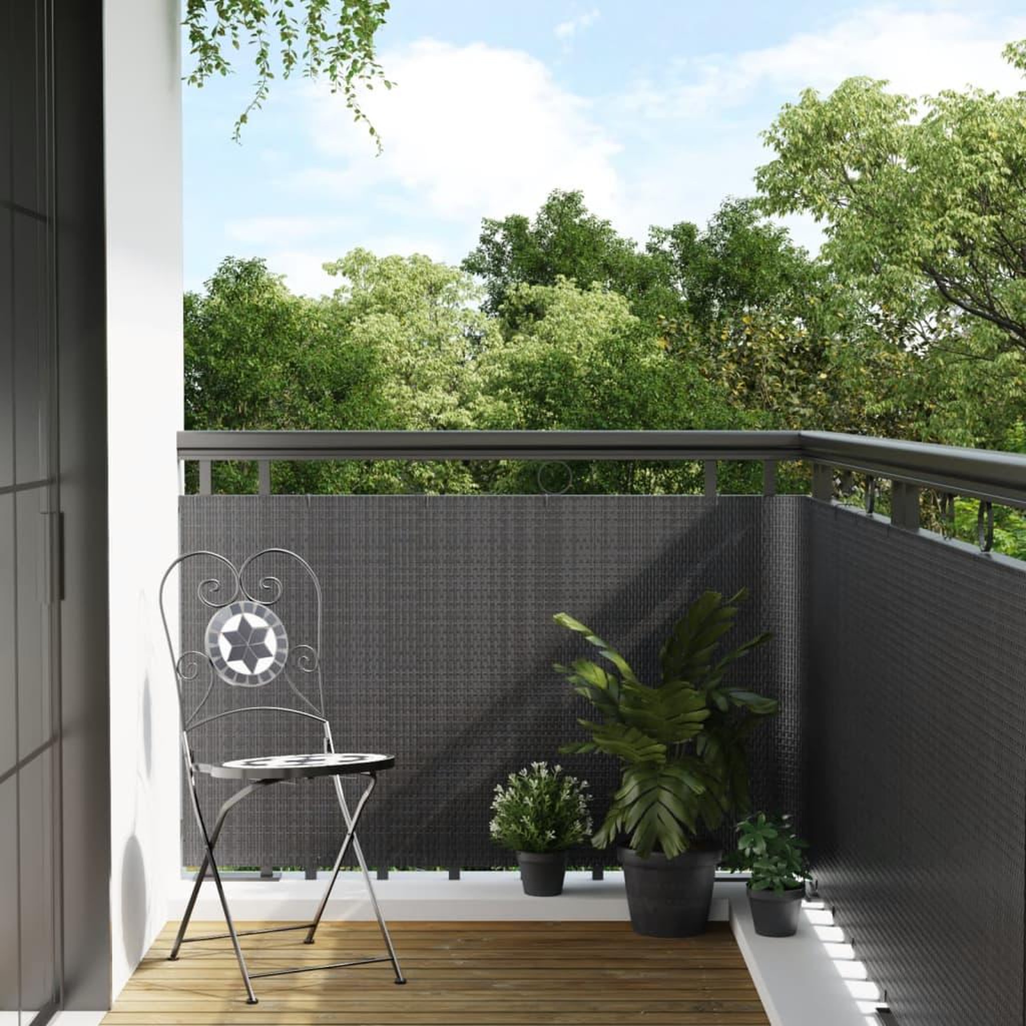 VIDAXL Paravent de balcon anthracite 400x90 cm resine tressee